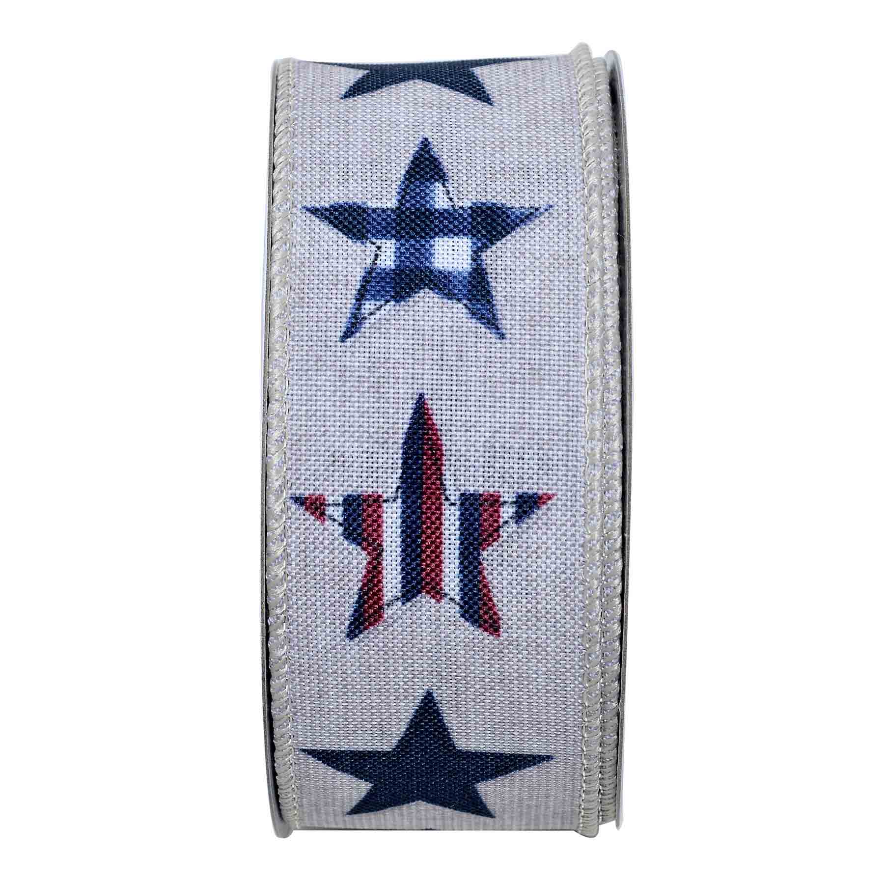 Americana Plaid Stars Wired Ribbon