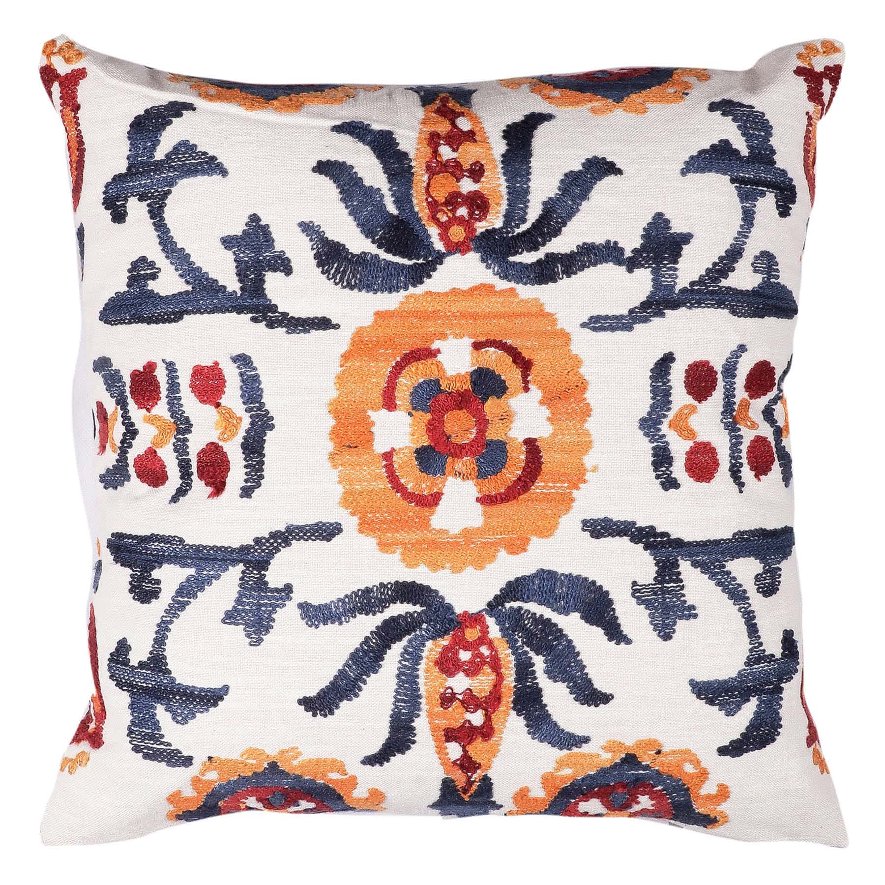 Vibrant Aztec Embroidered Throw Pillow, 20"
