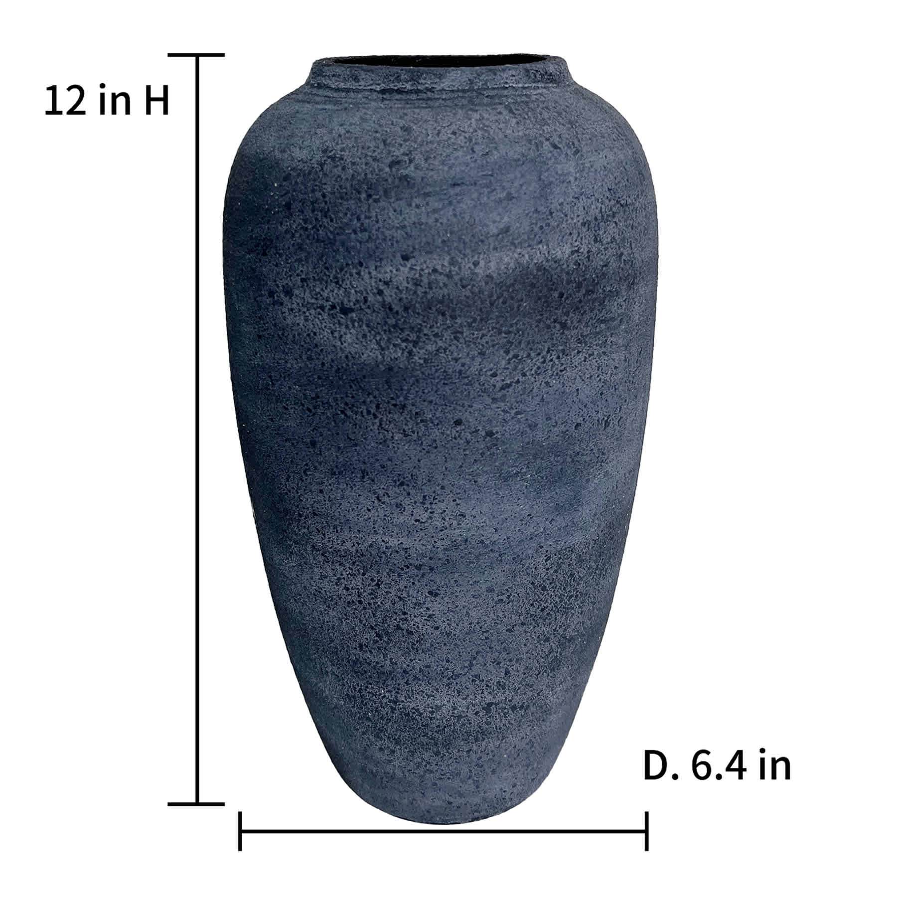 Black Ceramic Vase, 12"
