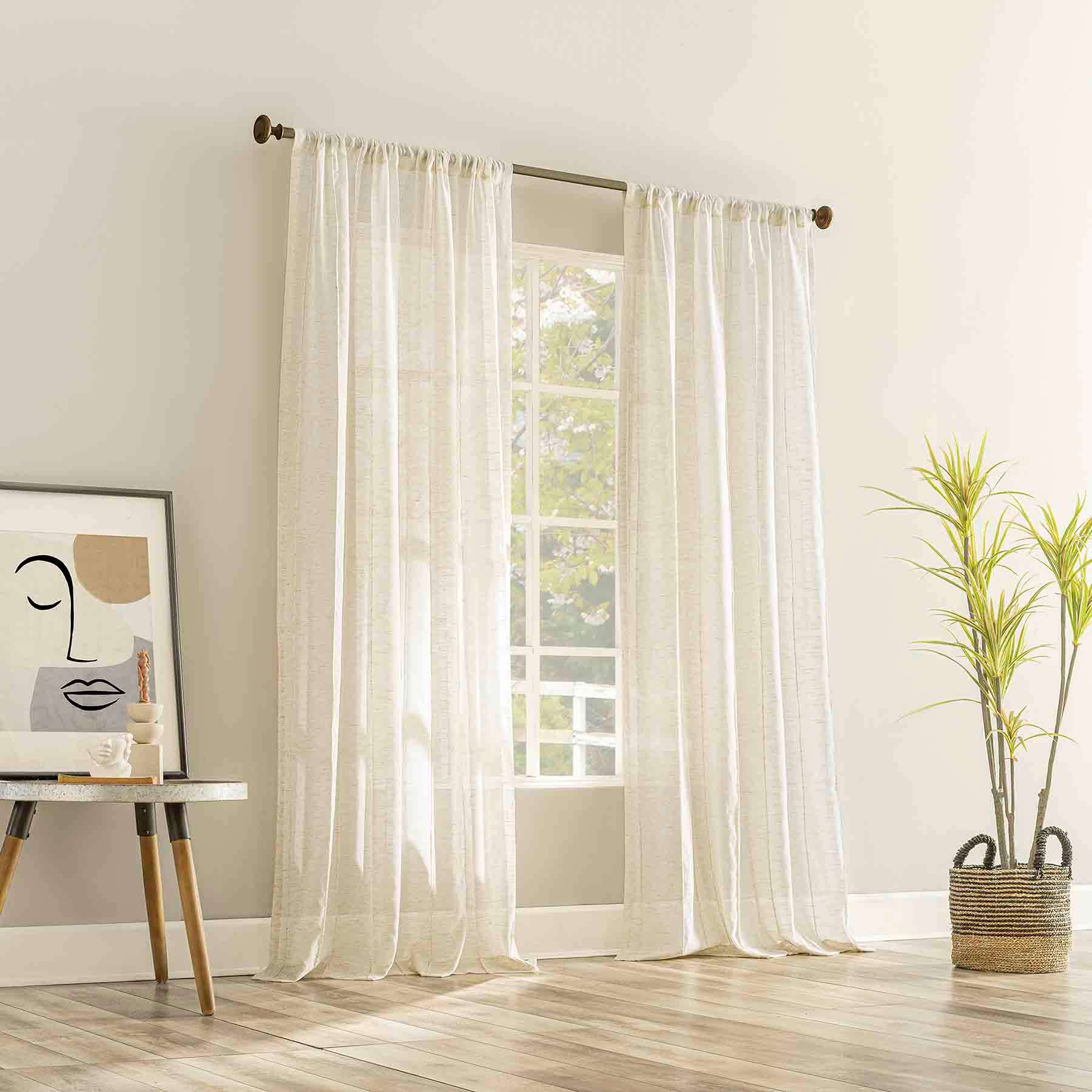 Ayanna Natural Sheer Rod Pocket Curtain Panel, 84"