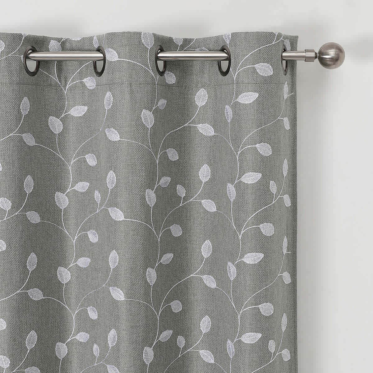 Sage Embroidered Blackout Grommet Curtain Panel, 84"