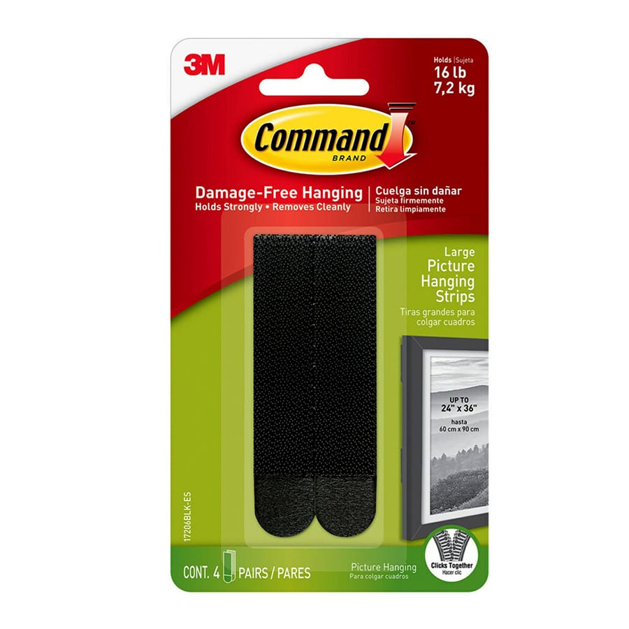 Command? Large Black Picture Hanging Strips, 4-Sets of Strips/Pack
