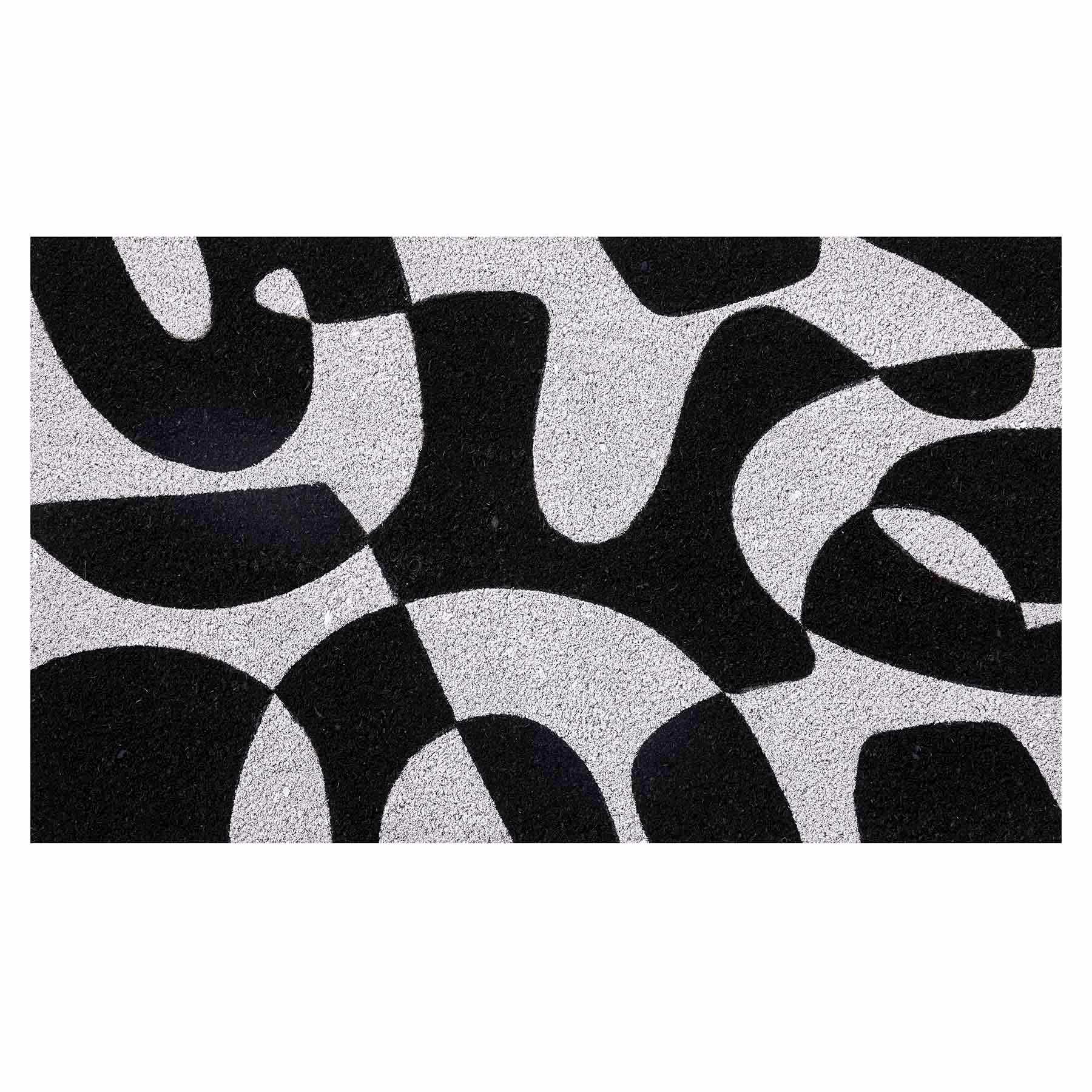 Black & White Abstract Coir Mat, 18x30
