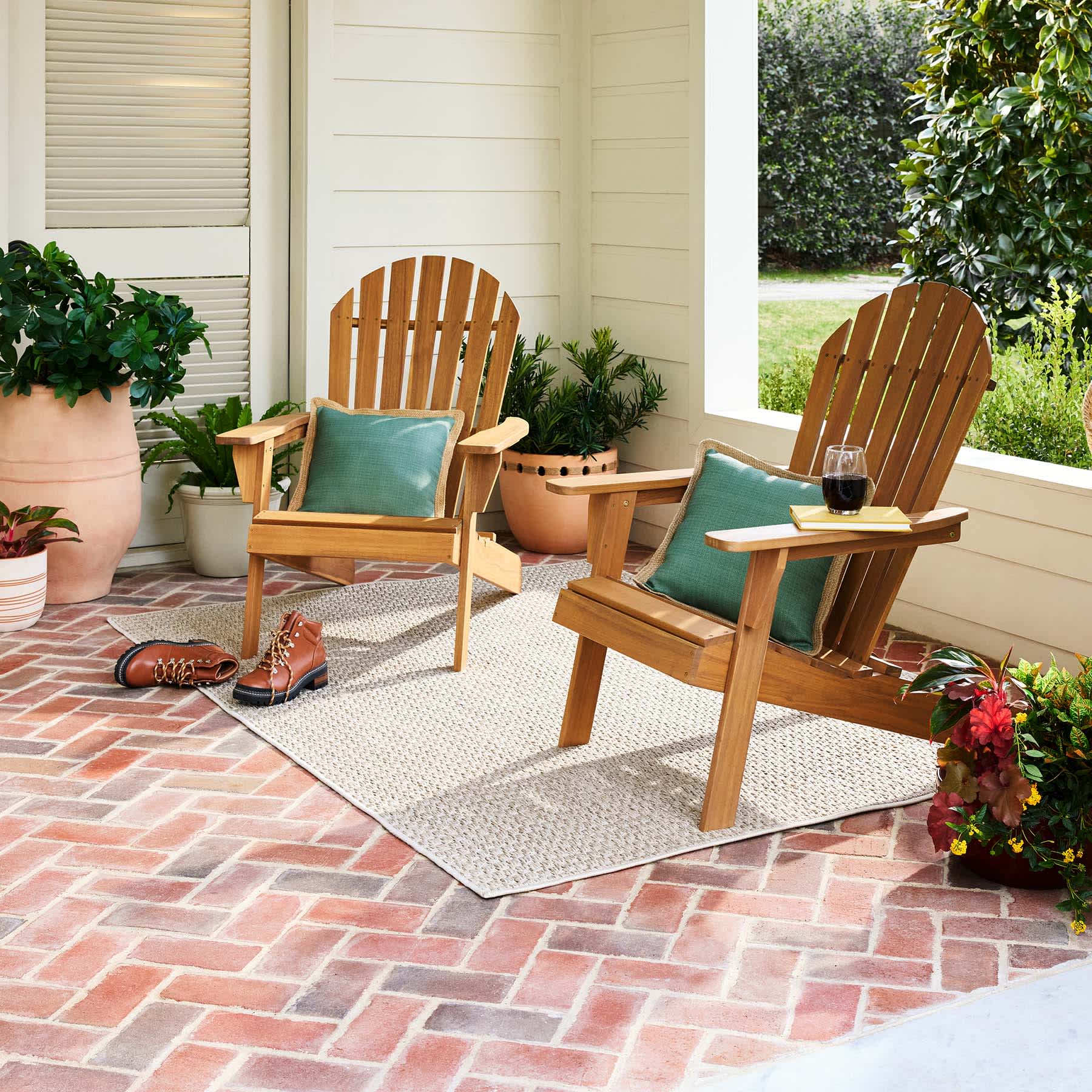 Adirondack Natural Wood Patio Chair 2-Piece Set