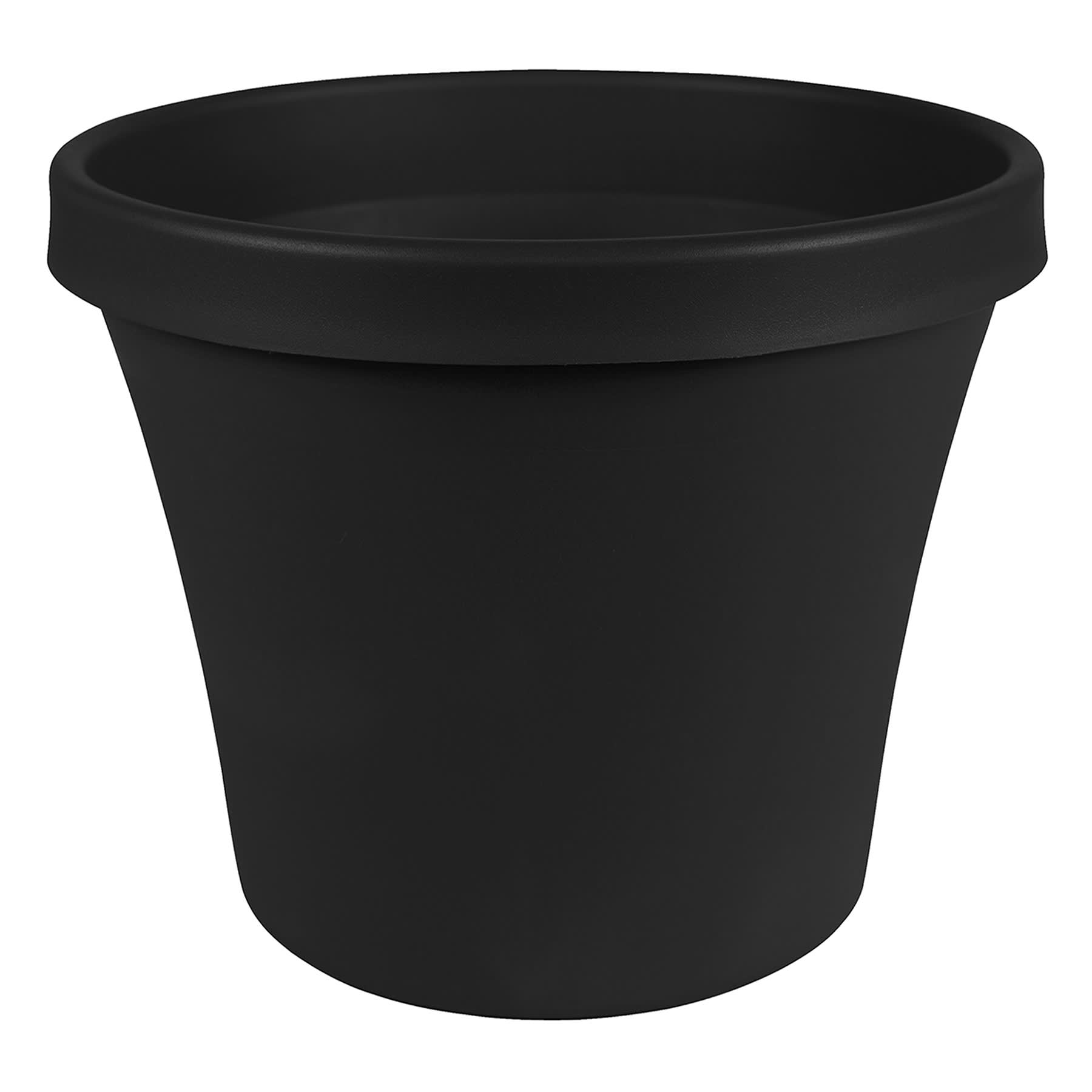 Black Terra Living Outdoor Planter with Pre-Drilled Hole, Large