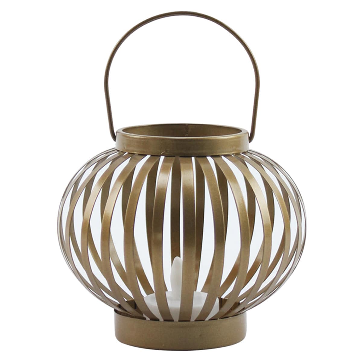 Gold Metal LED Tealight Lantern, 4"