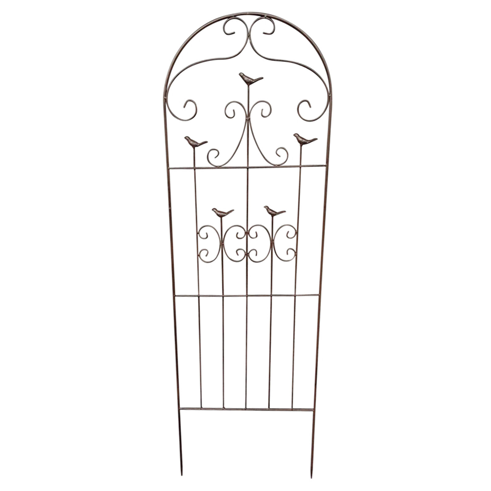 5-Bird Brown Metal Decorative Garden Trellis, 50"