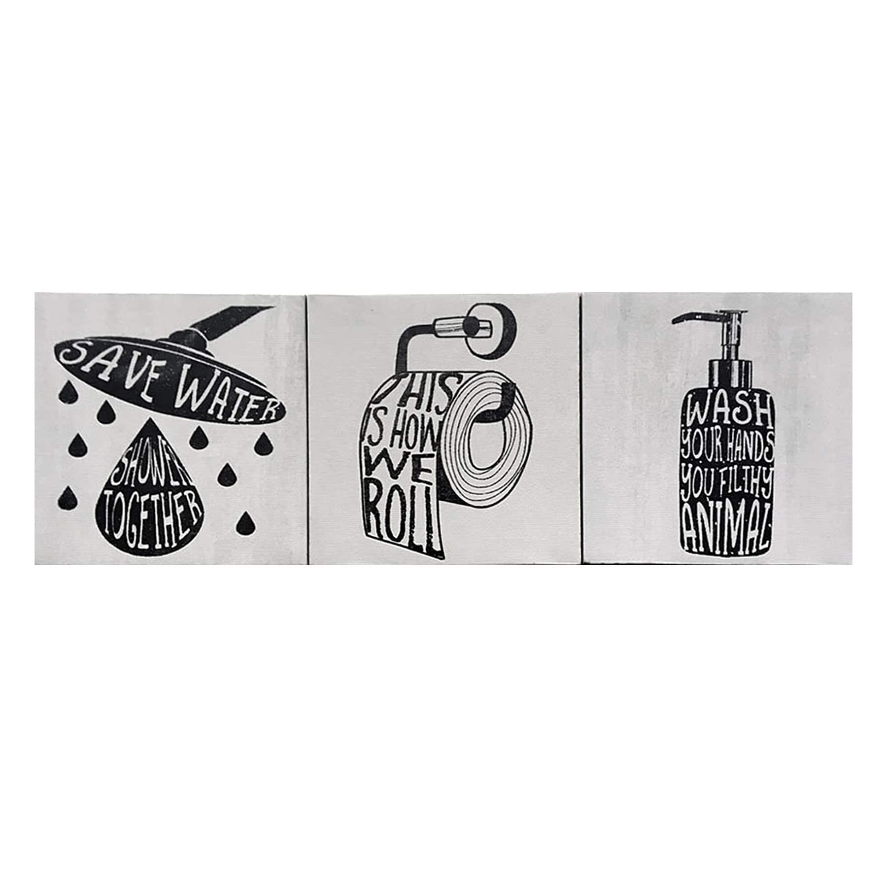 3-Piece Snarky Bath Trio with Foil Canvas Wall Art Set, 6"
