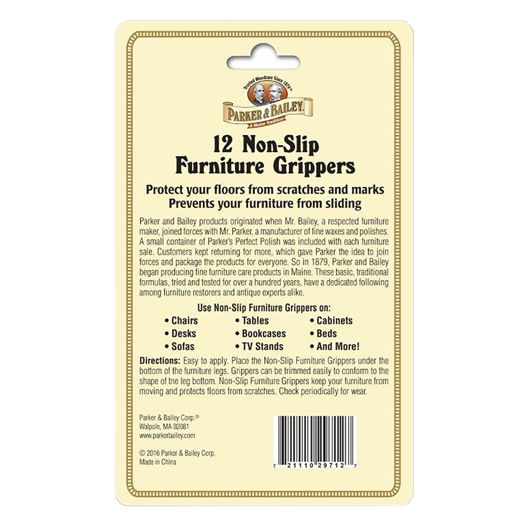 Parker & Bailey 12-Pack Non-Slip Furniture Grippers