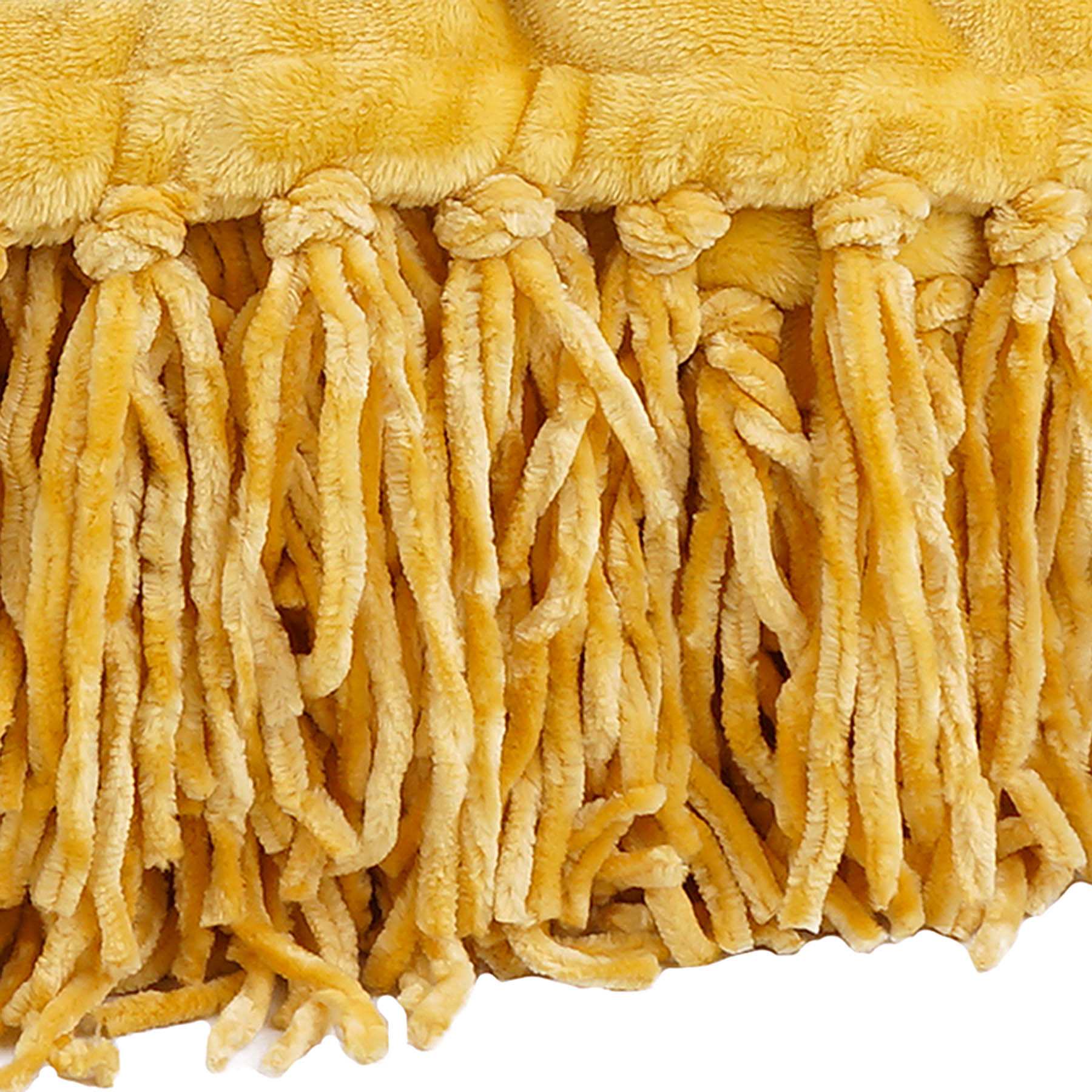 Yellow Fringe Throw Blanket, 50x60