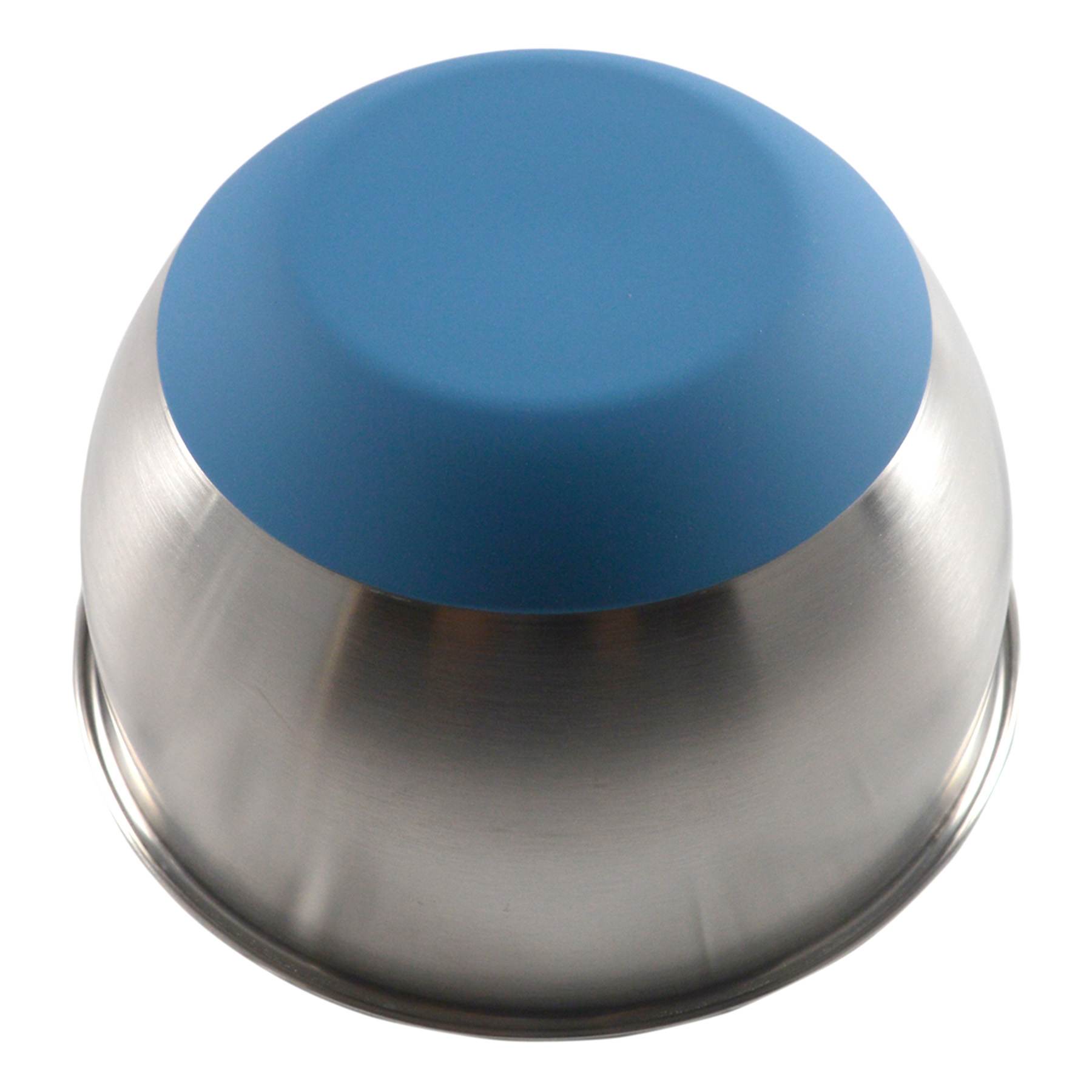 Stainless Steel Mixing Bowl with Blue Non-Skid Base, 3qt