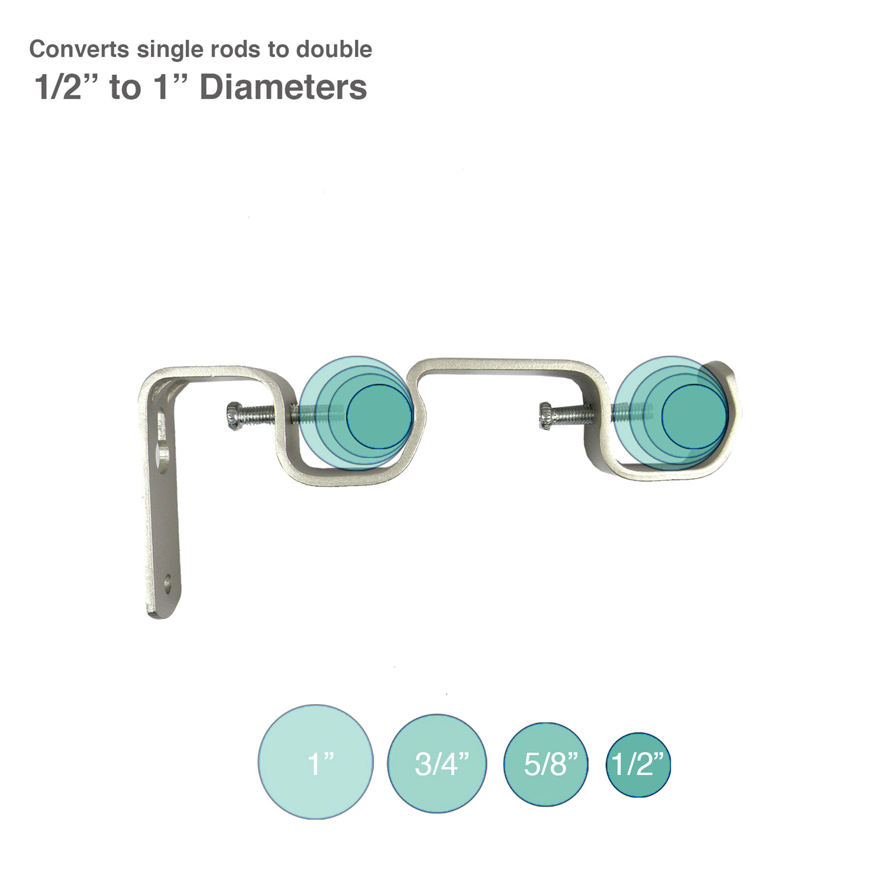 2-Pack Silver Double Rod Converter Brackets