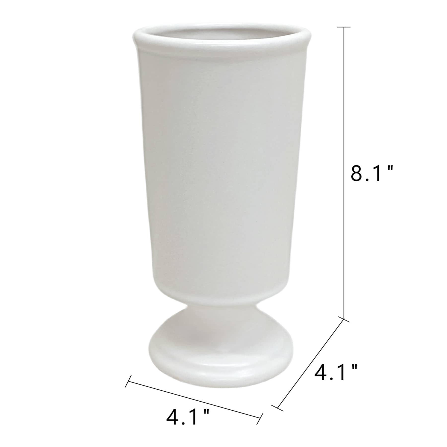 White Ceramic Vase, 8"