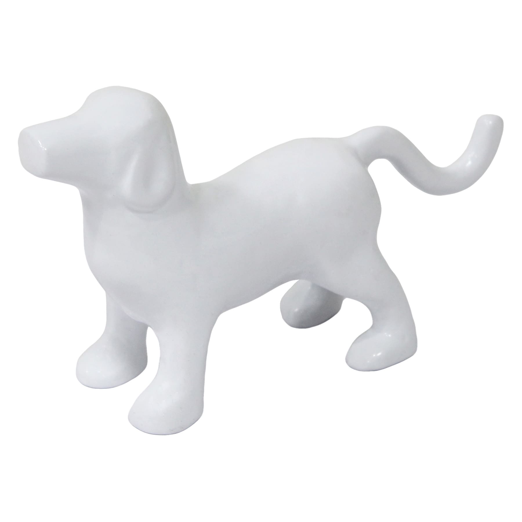 White Metal Decorative Dachshund Dog, 6"
