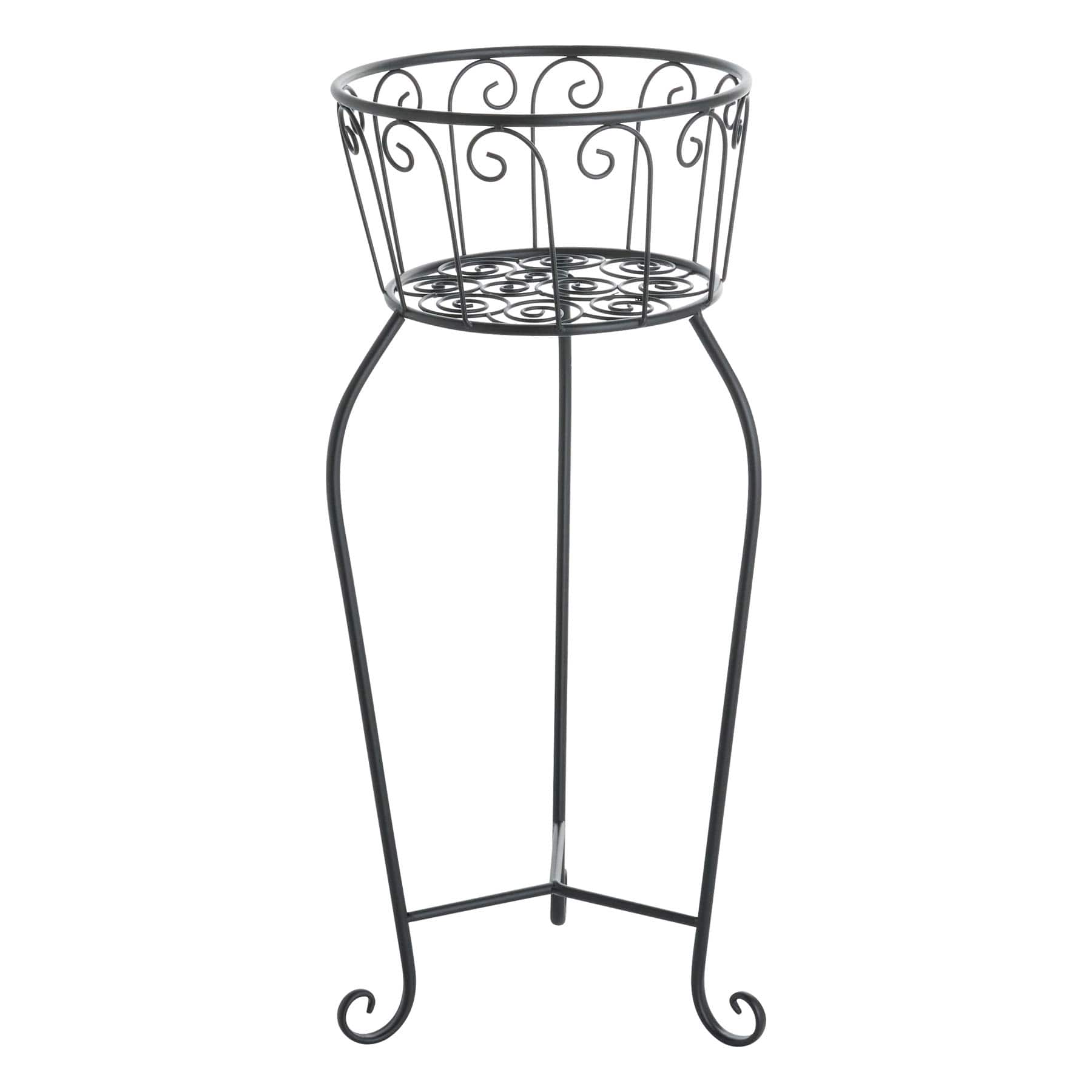 Black Metal Basket Planter Stand, Medium
