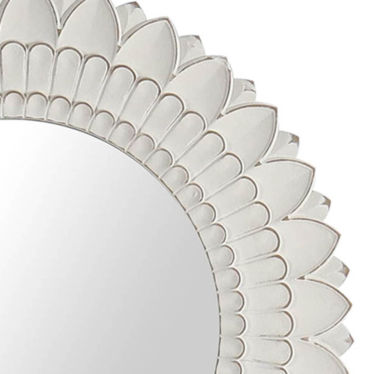 Carved White Floral Wall Mirror, 24"
