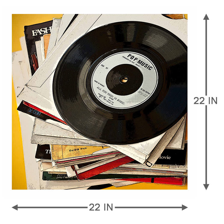 Vintage Record Pop Music Canvas Wall Art, 22"