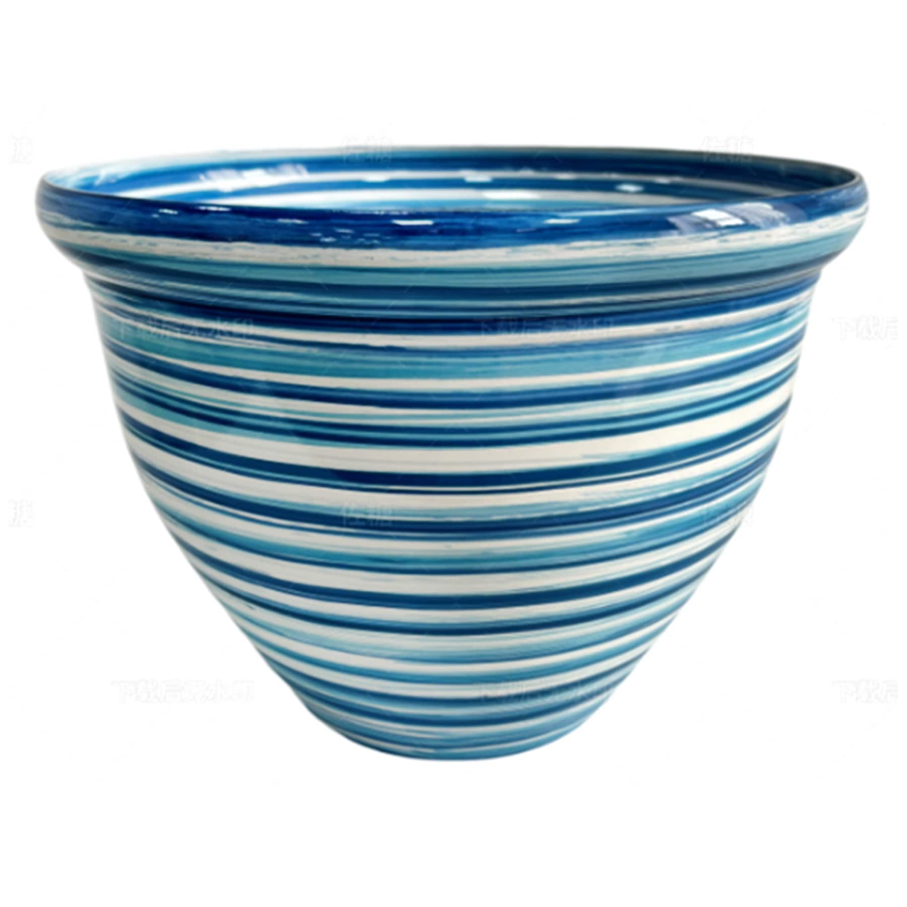 Sunny Club Blue Striped Outdoor Planter, 12"
