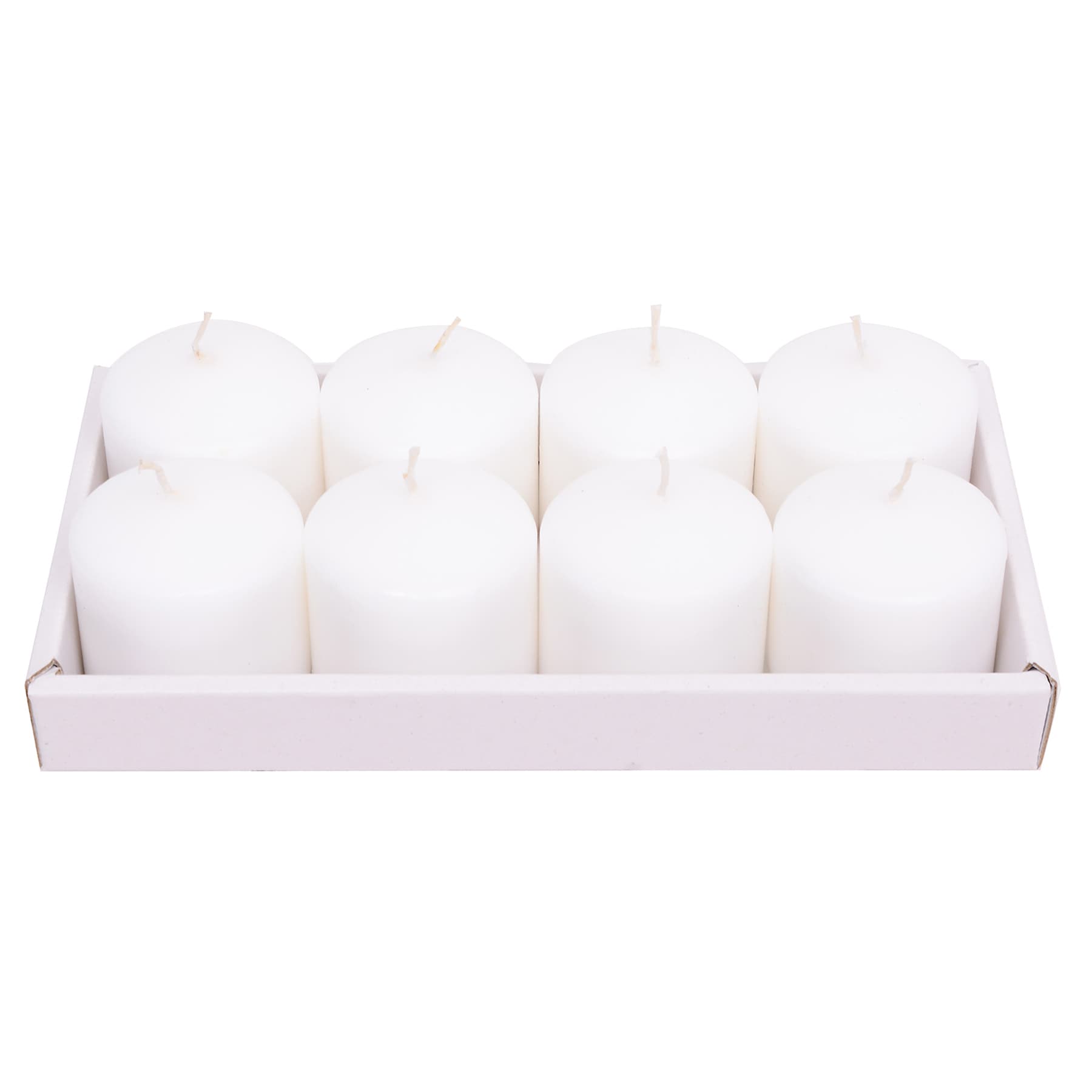 8-Pack White Unscented Overdip Votive Candles