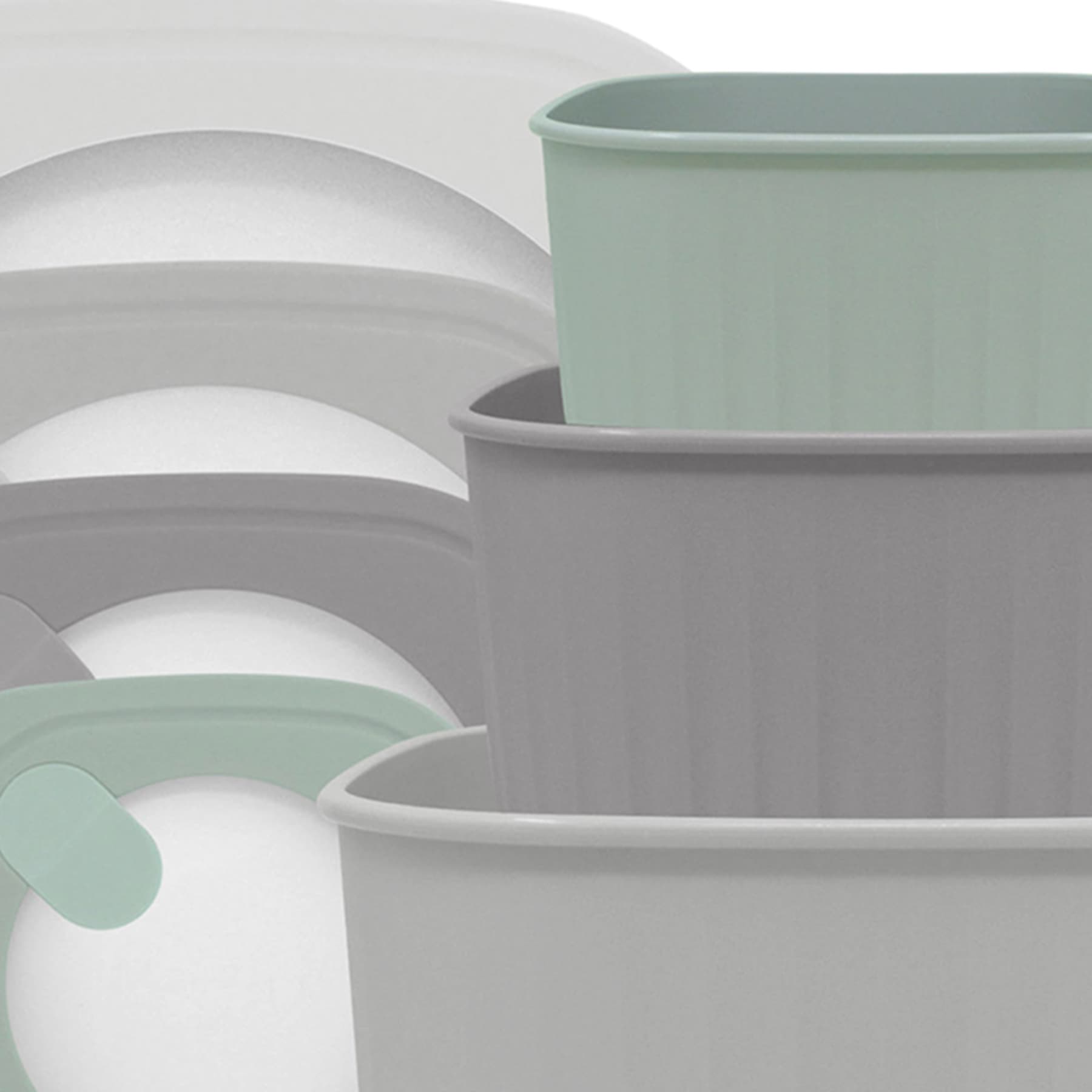 4-Piece Square Storage Bowl Containers, Light Grey