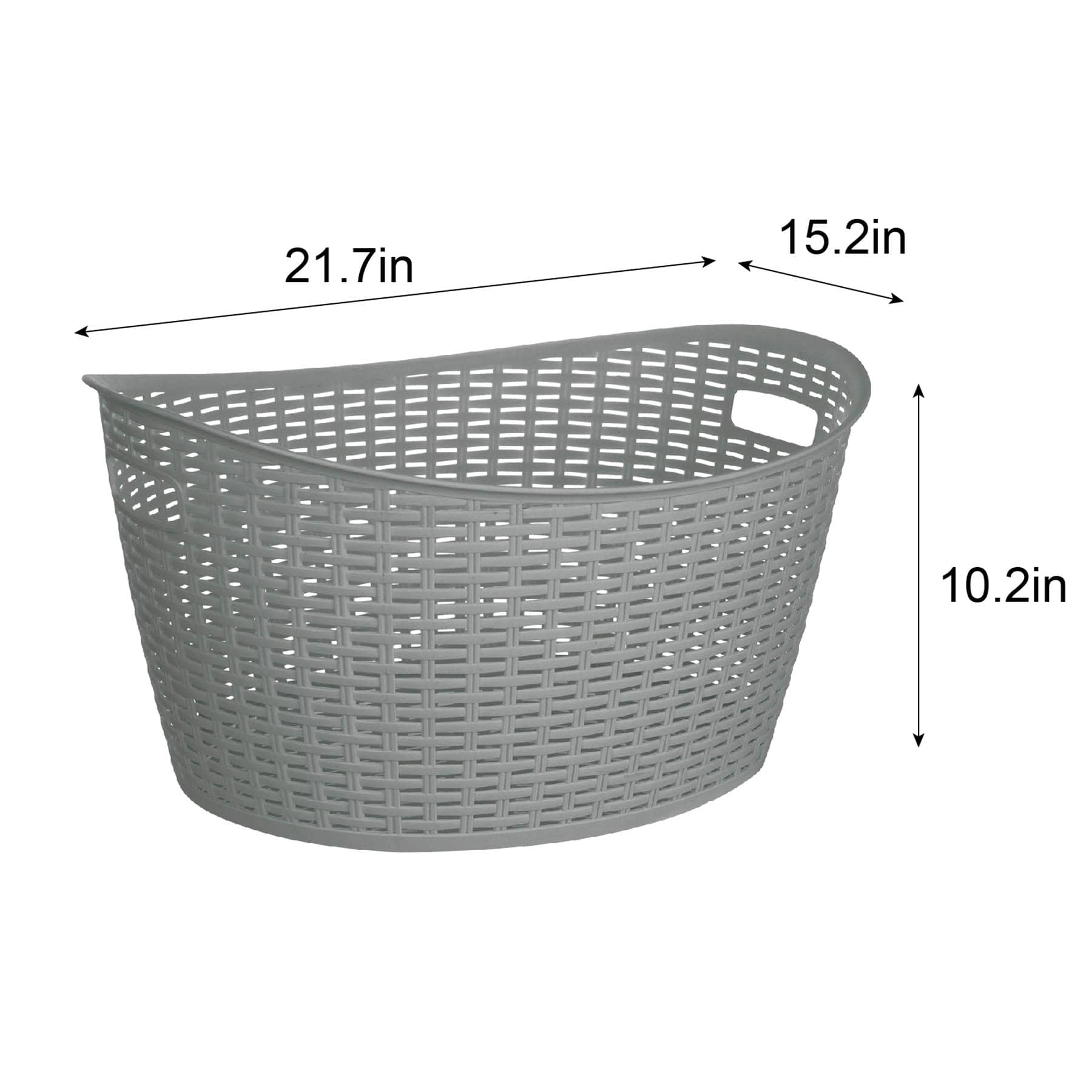 Neutral Grey Oval Crossover Weave Rattan Pattern Storage Basket, 28l