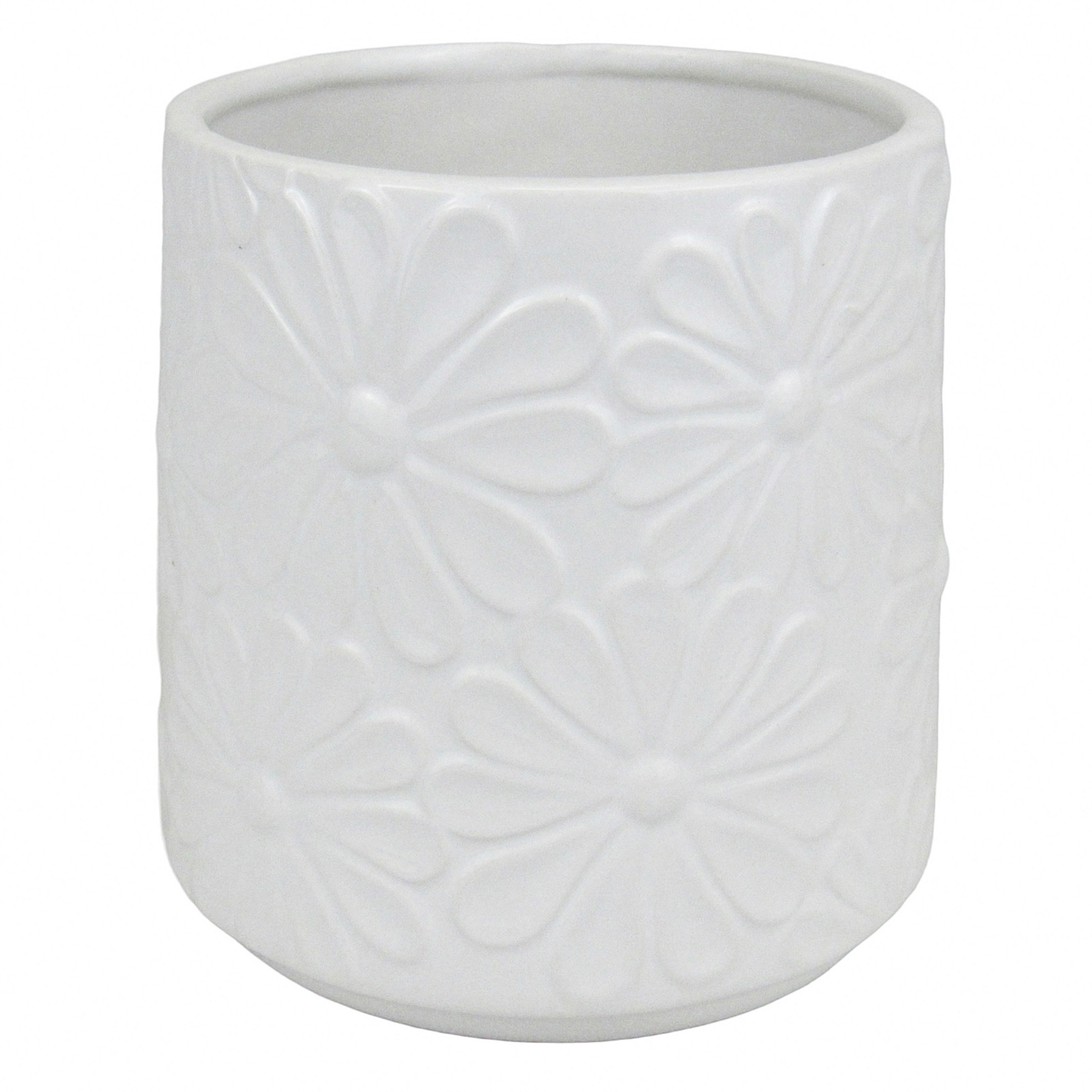 Sunny Club Indoor White Ceramic Daisy Planter, 5"