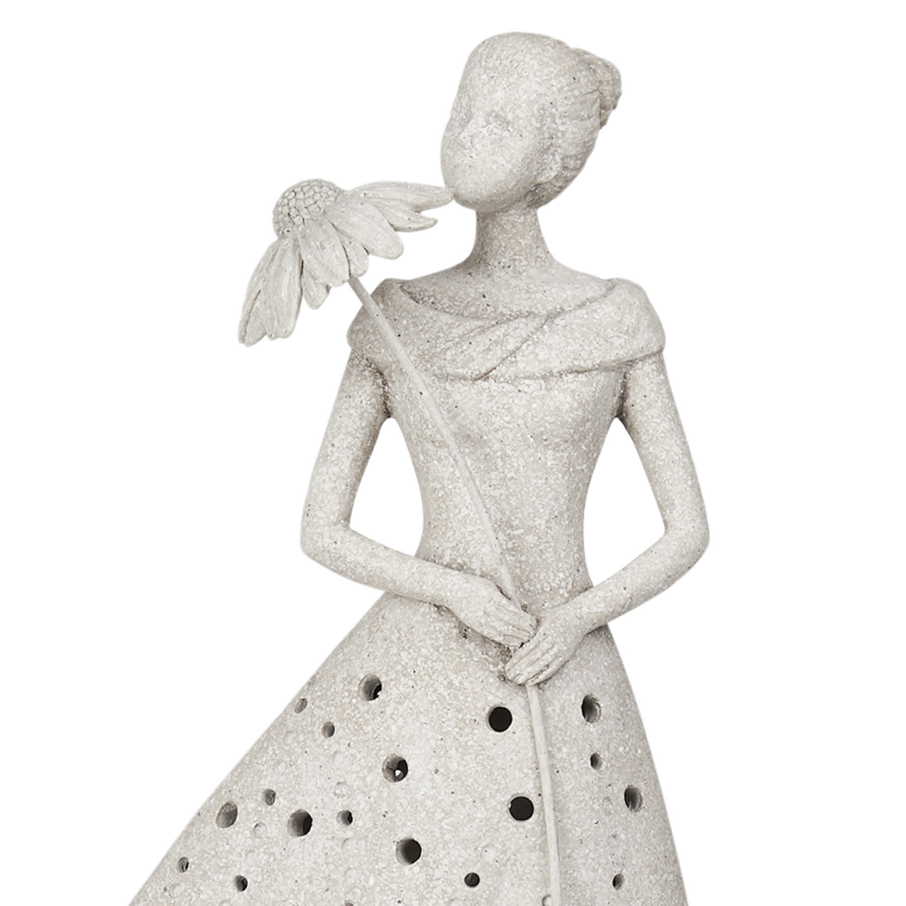Resin Flower Lady LED Statue, 18"