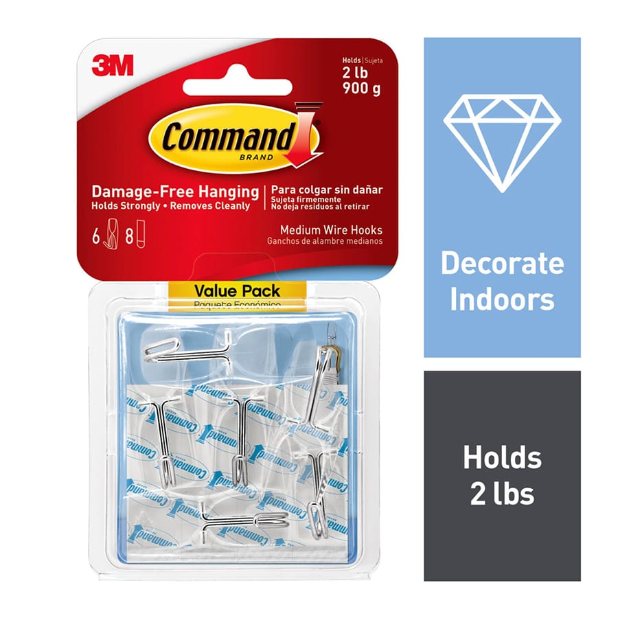 Command? Medium Clear Wire Toggle Hook Value Pack 6-Hooks, 8-Strips/Pack