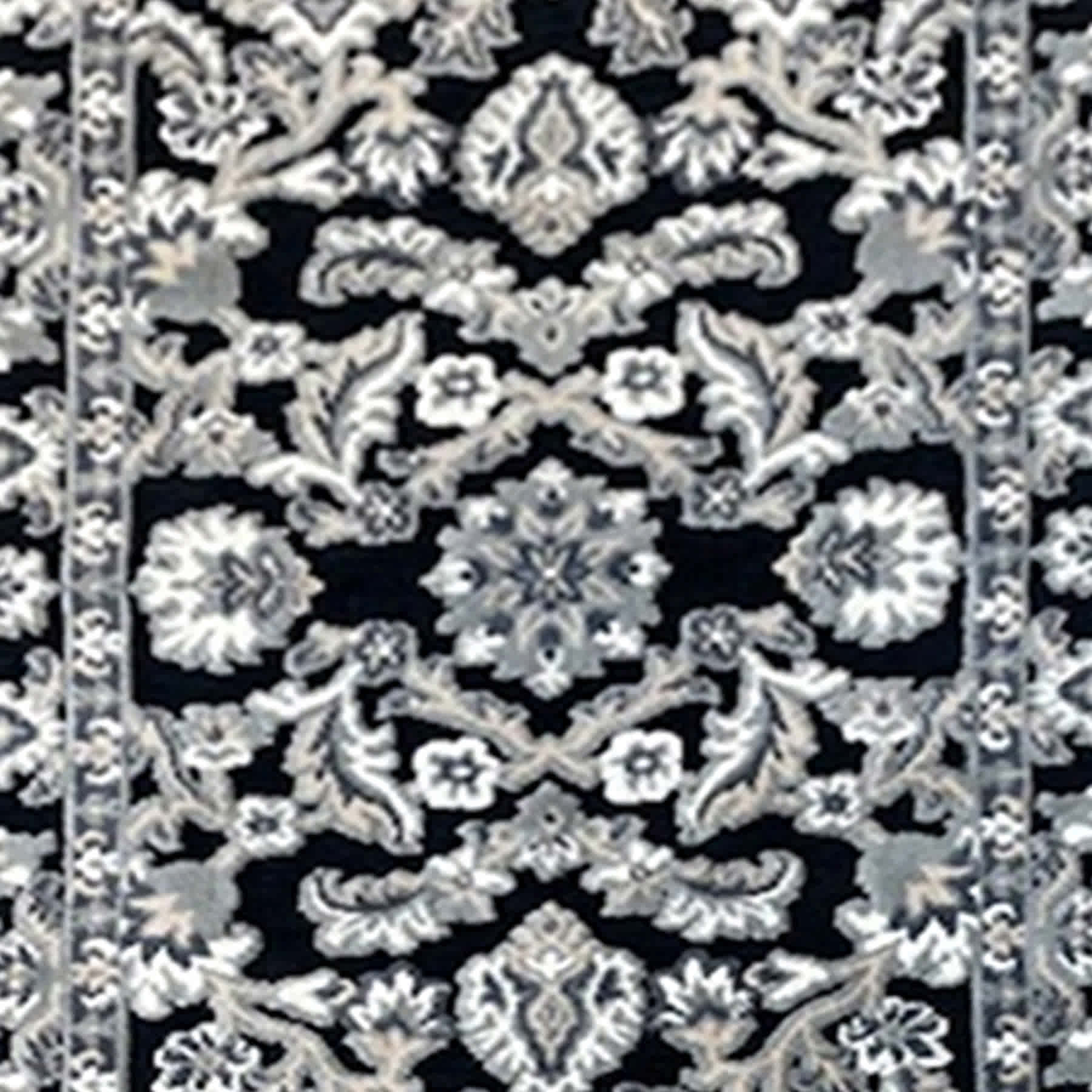 Arrington Black & Grey Traditional Border Washable Accent Rug, 24x55