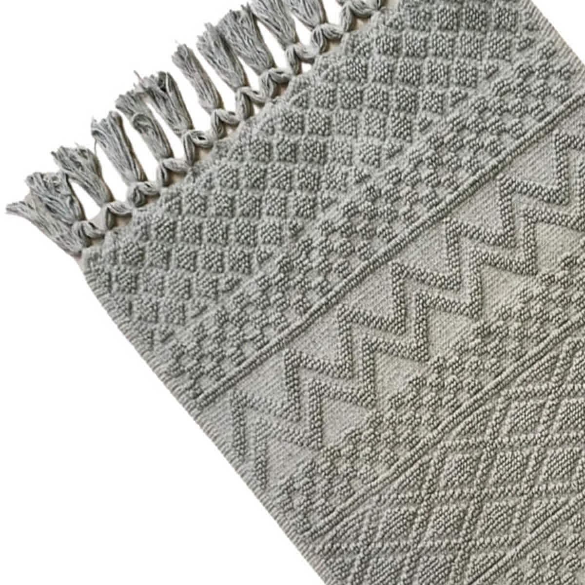 Found & Fable Smoke Green Woven Fringe Bath Rug, 20x32