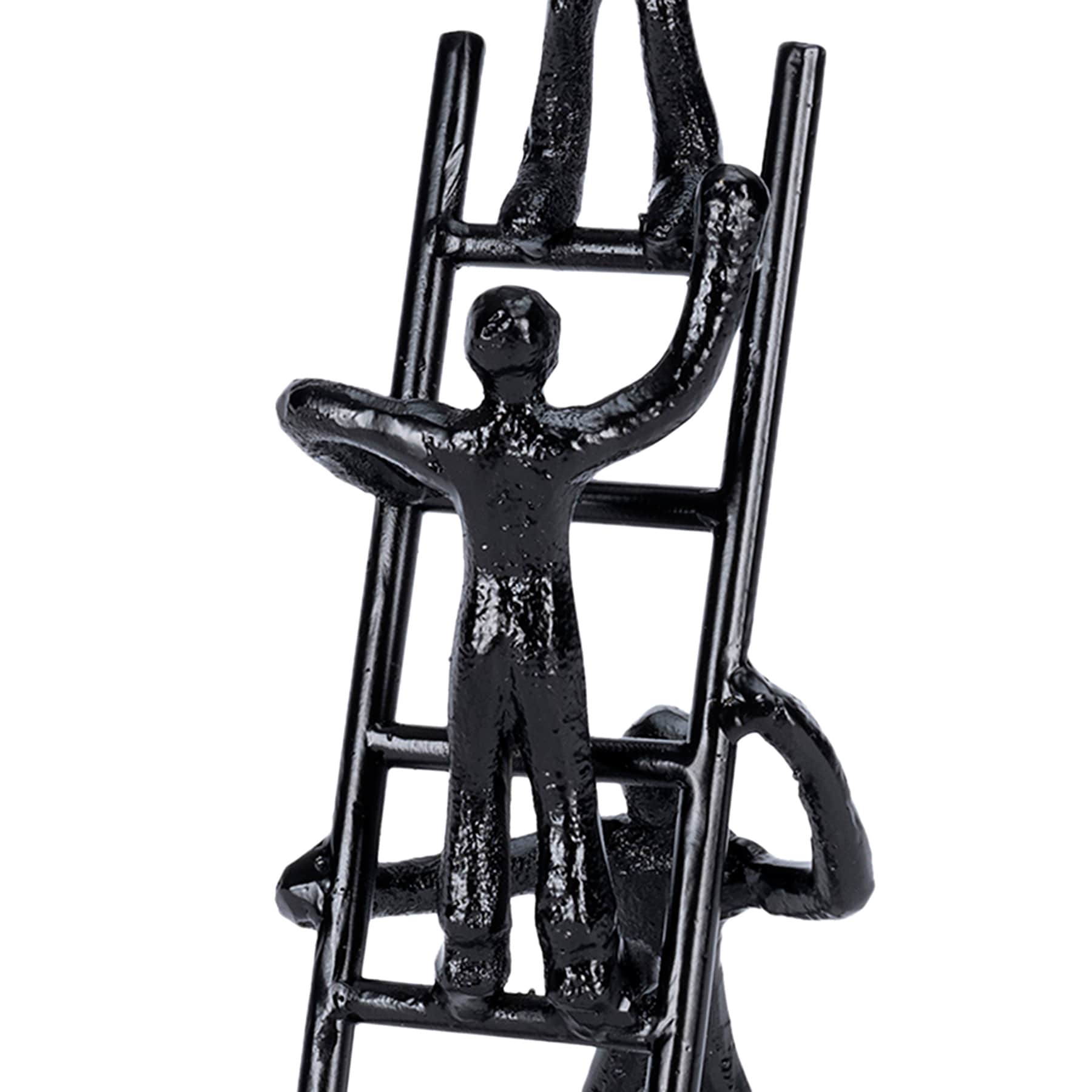 People Climbing Ladder Metal Figurine, 10"