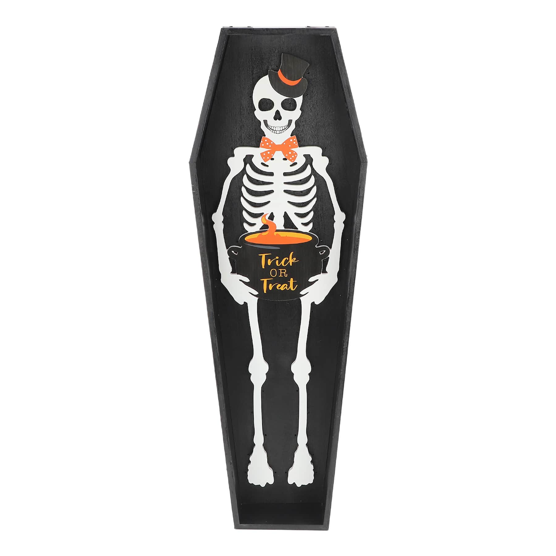 LED Skeleton in Coffin Leaner, 35.7"