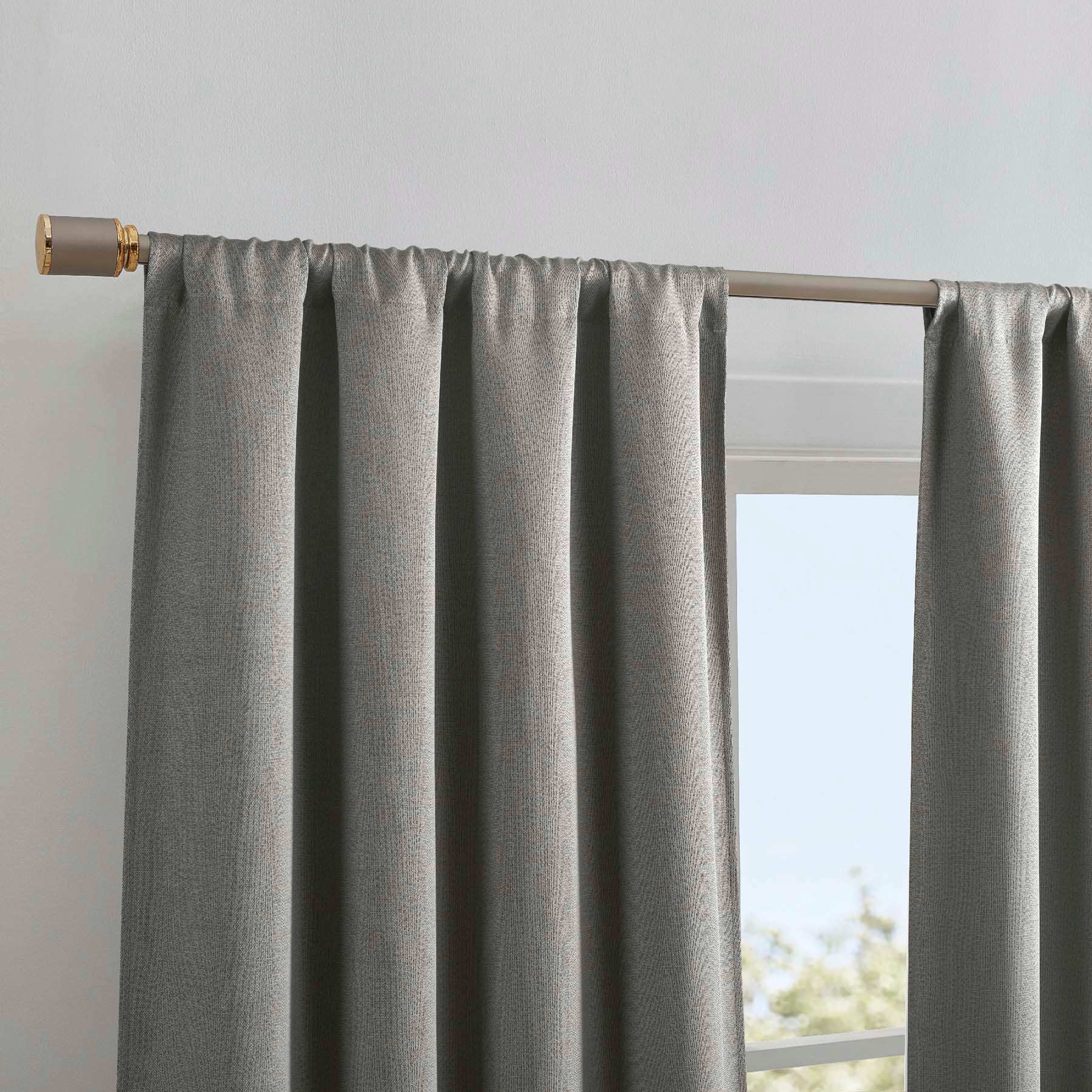 Faye Grey Thermal Weave Room Darkening Curtain Panel, 84"