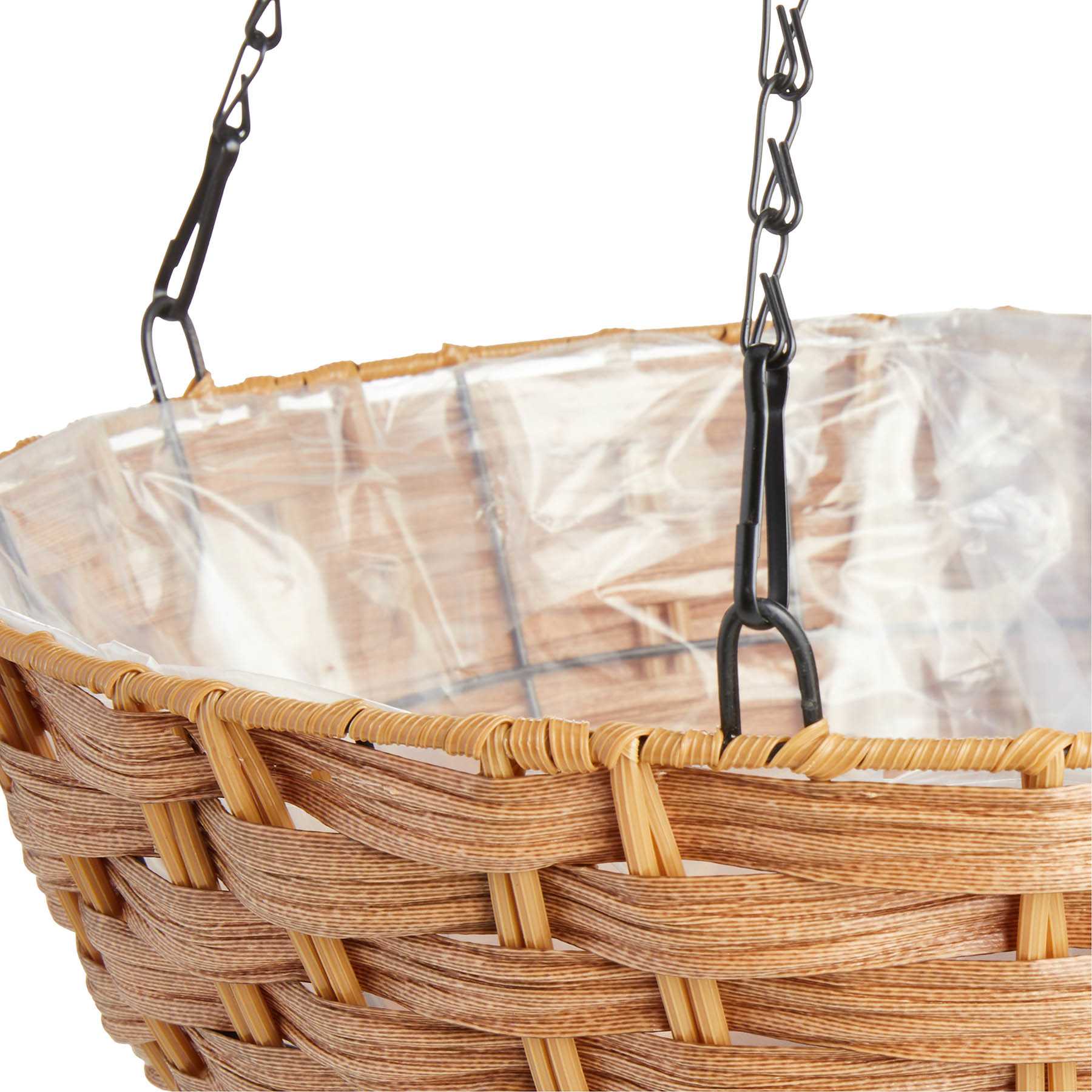 Natural Faux Woven Hanging Basket, Large