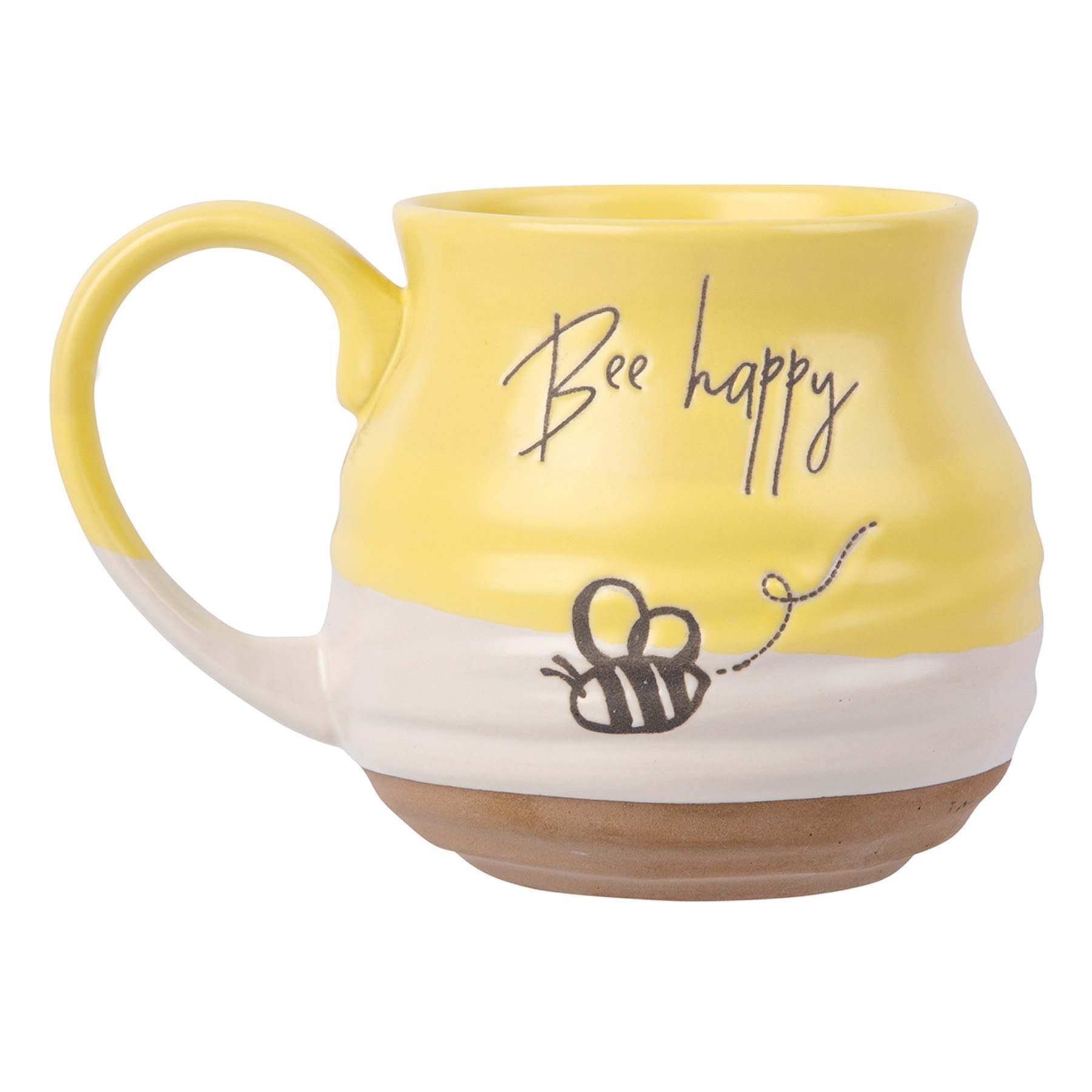 Yellow & White Bee Happy Mug, 18oz