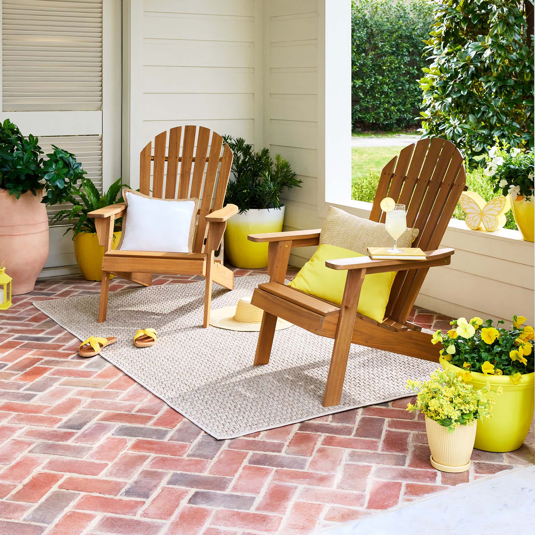 Yellow Color Block Square Outdoor Throw Pillow, 18"