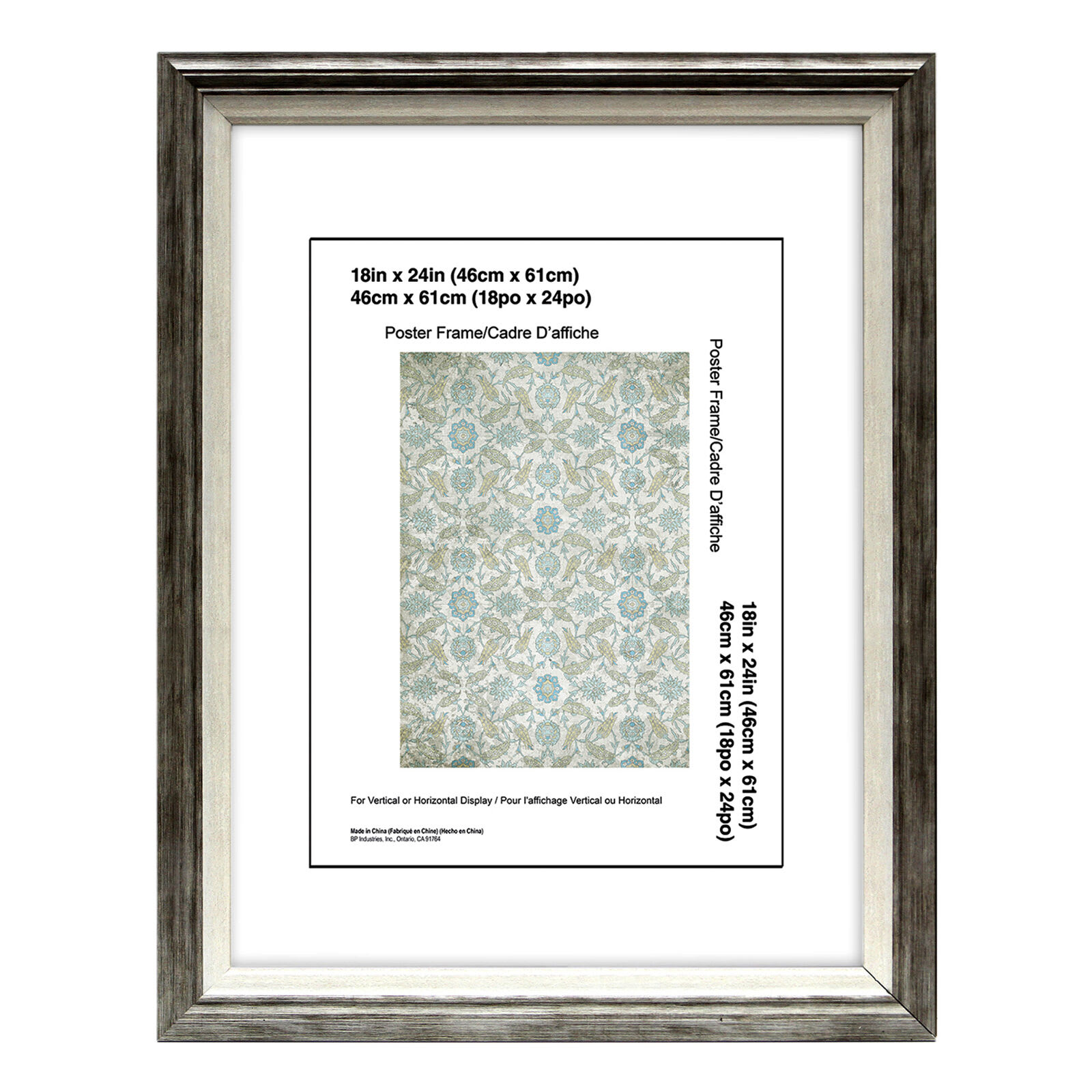 Grey & White Poster Wall Frame, 18x24