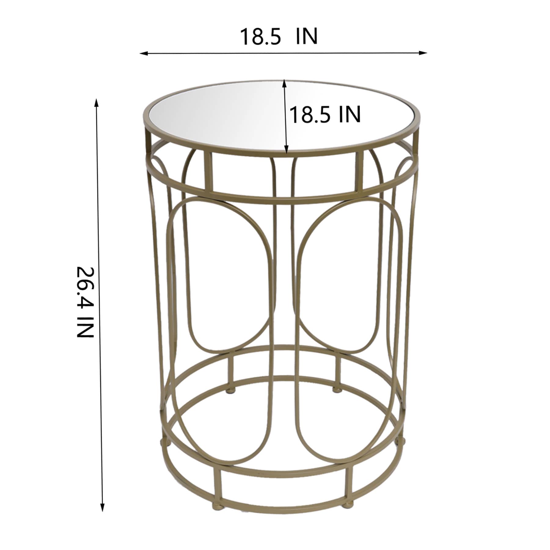 Providence Abby Mirrored Drum Accent Table, Gold