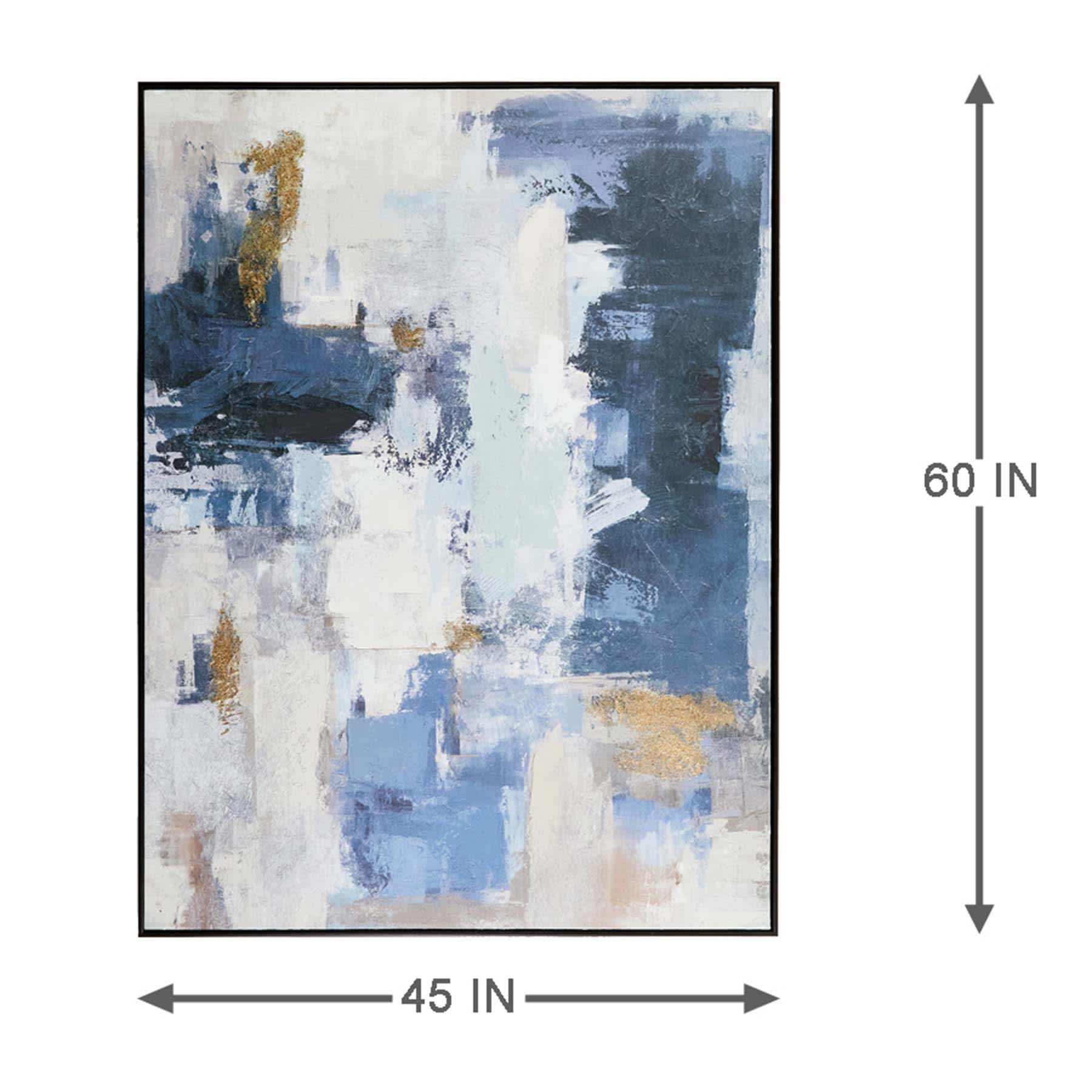 Blue & Gold Abstract Framed Wall Art, 45x60