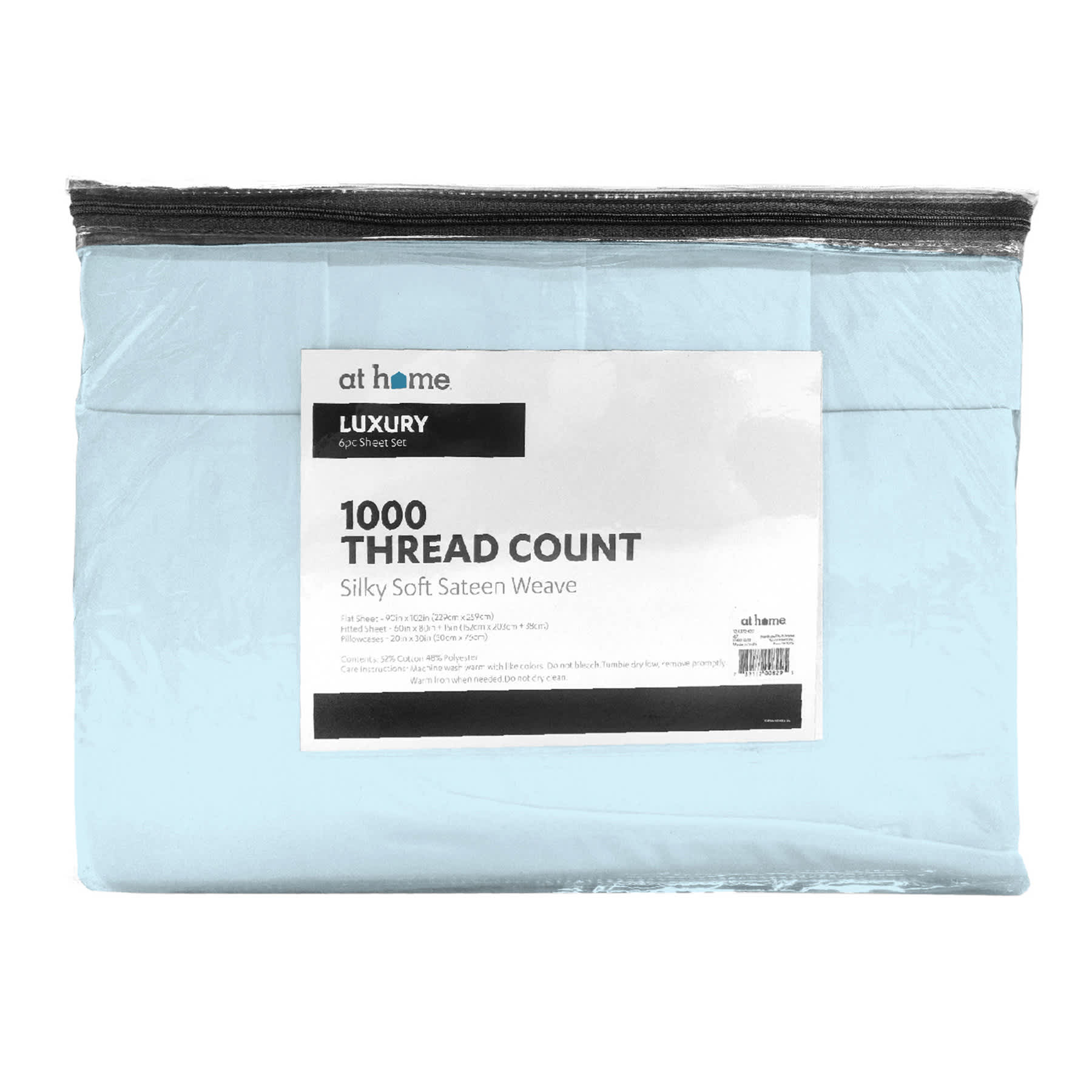 6-Piece Baby Blue 1000 Thread Count Luxury Sheet Set, Queen
