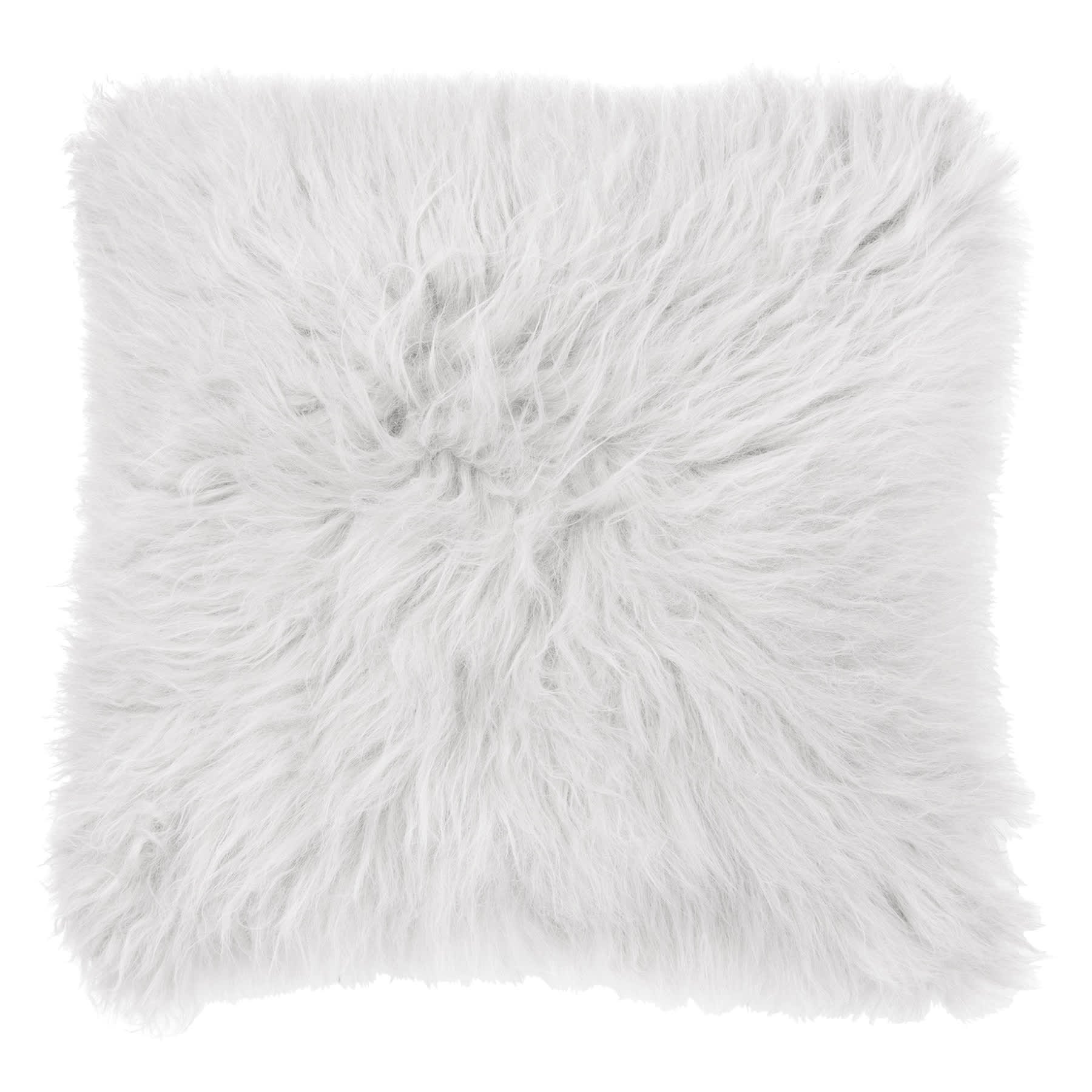 White Angora Faux Fur Throw Pillow, 24"