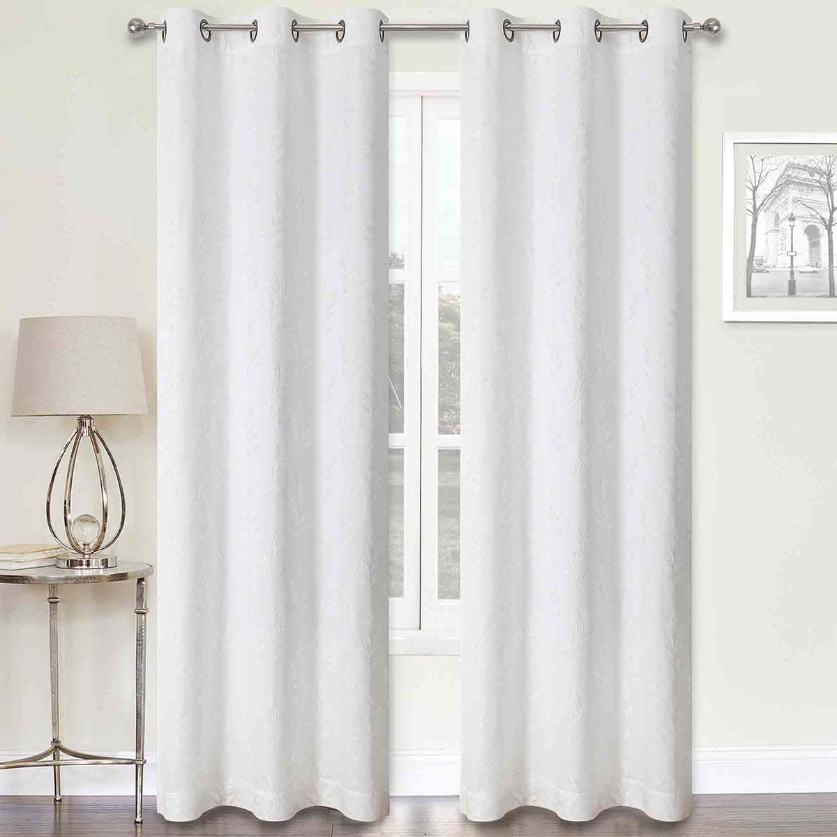 2-Pack Aziel White Light Filtering Grommet Curtain Panel Set, 84"