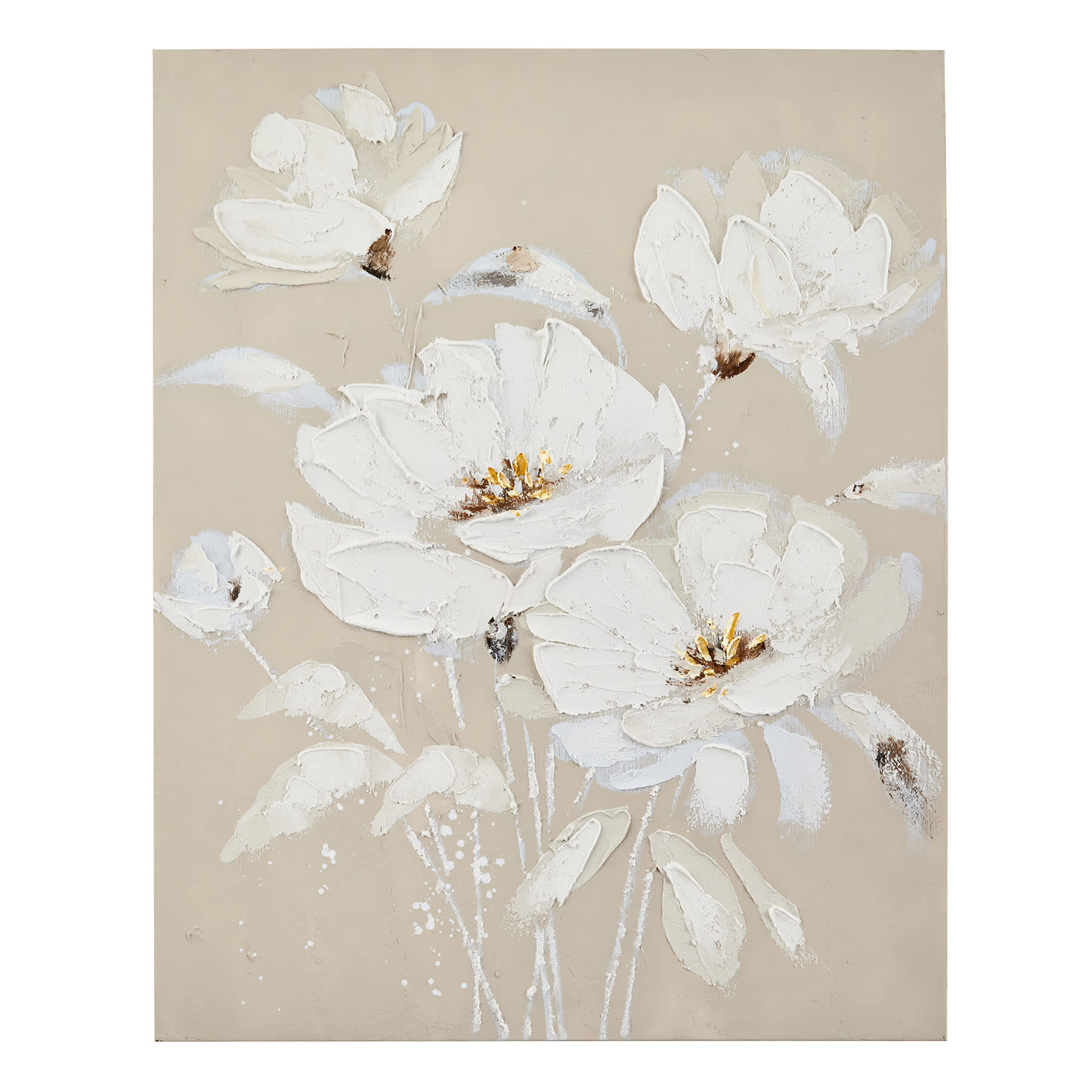 Hand Painted Flowers Canvas Wall Art, 39"