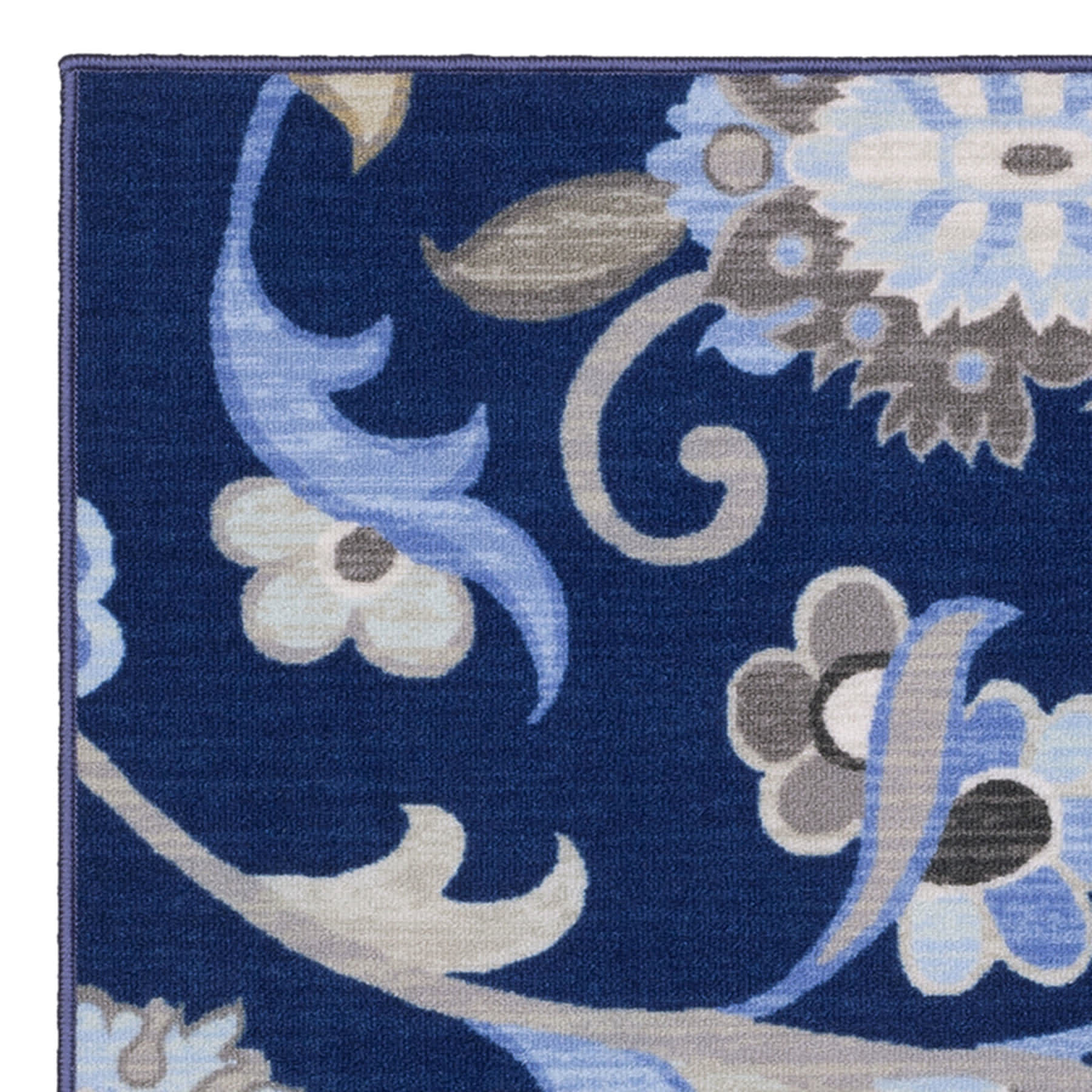 (D624) Seaton Navy Blue Floral Accent Rug, 3x4