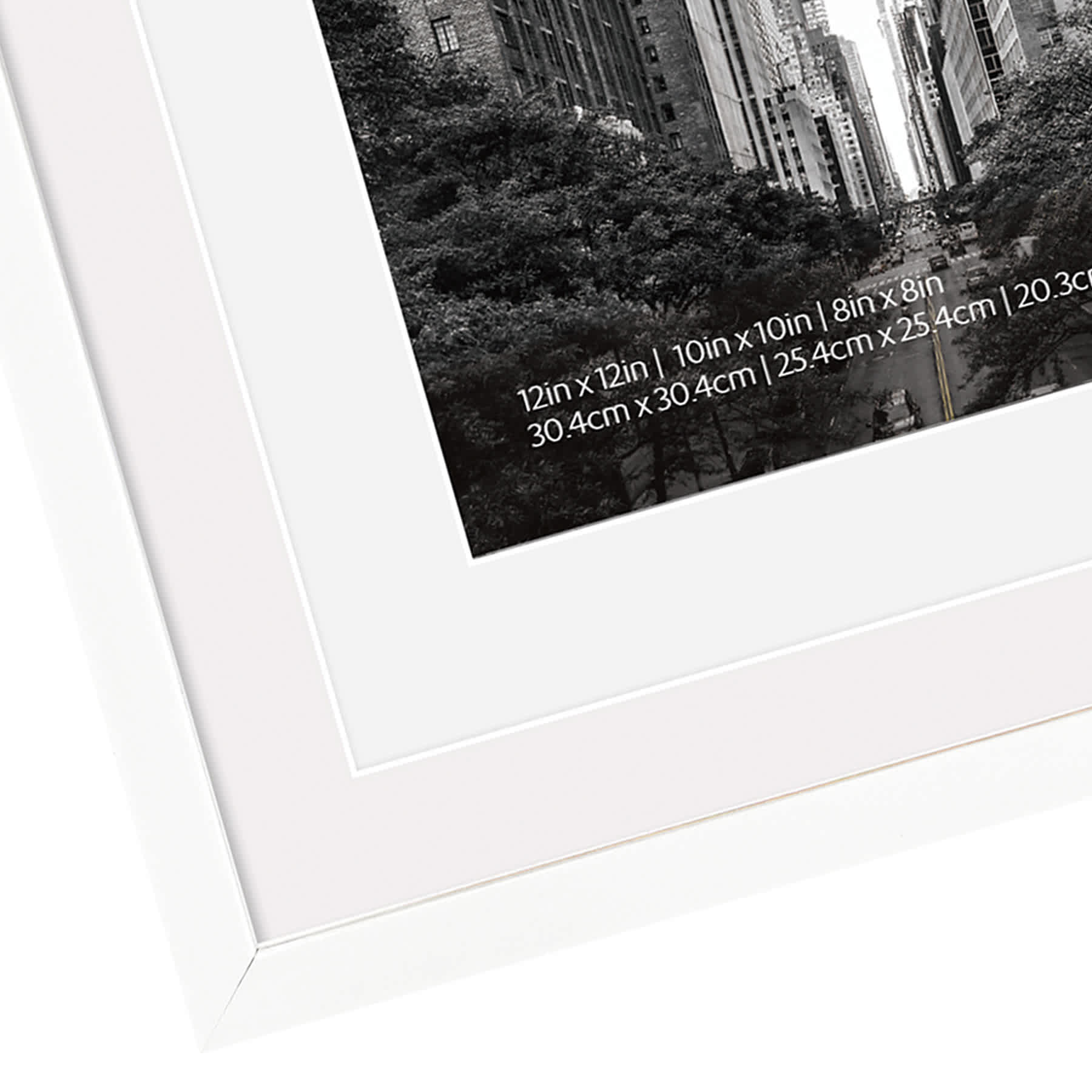 12x12 White Matted to 10x10 & 8x8 Wall Frame