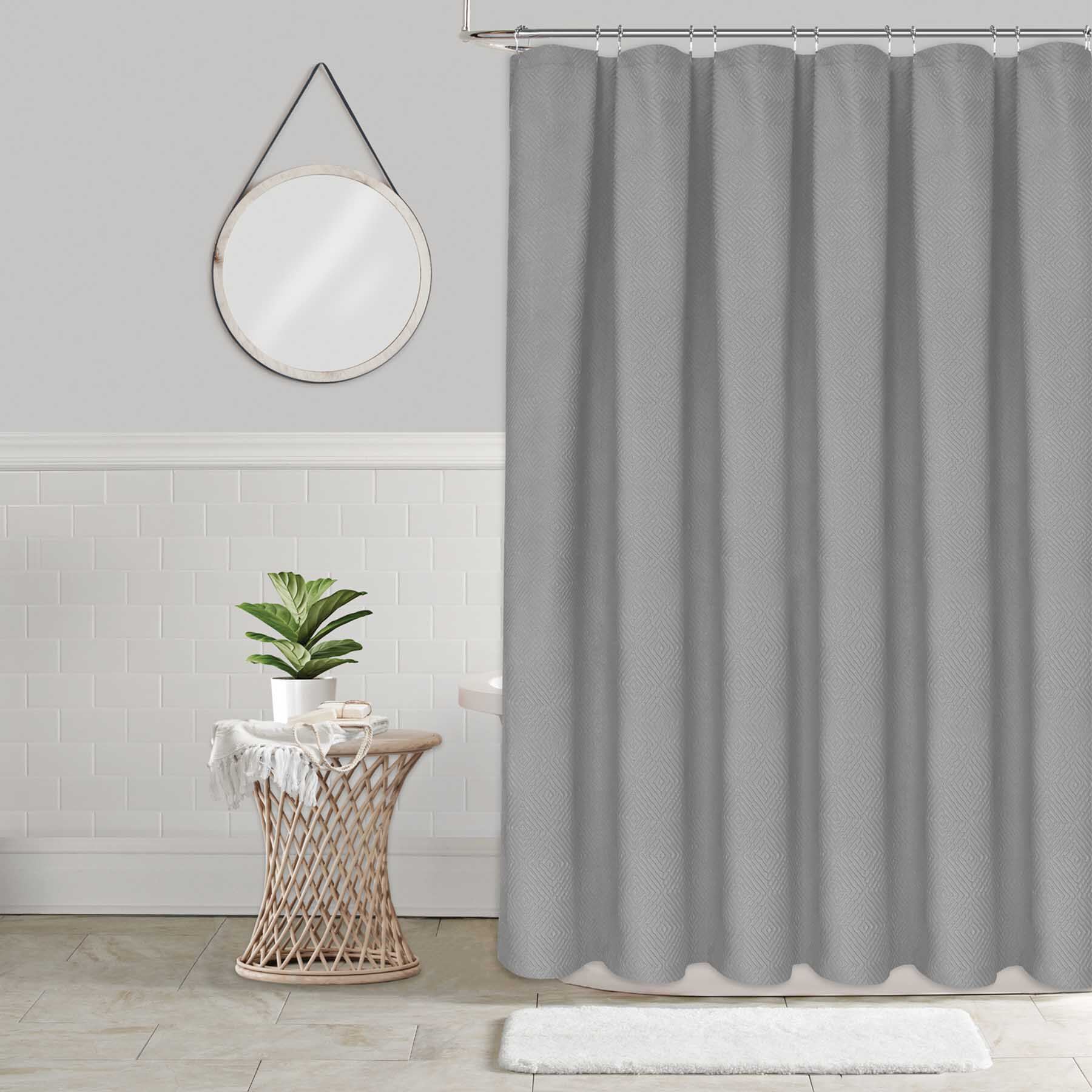 Tilly Grey Diamond Embossed Shower Curtain, 72"