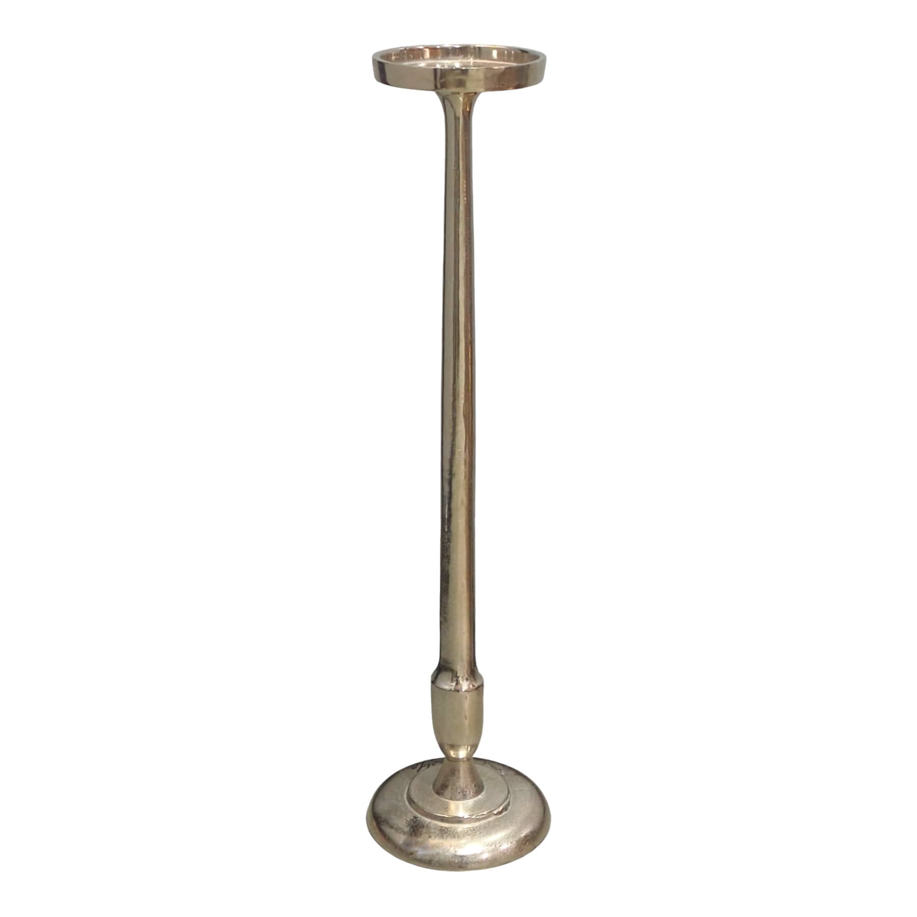Silver Cast Pillar Candle Holder, 23"