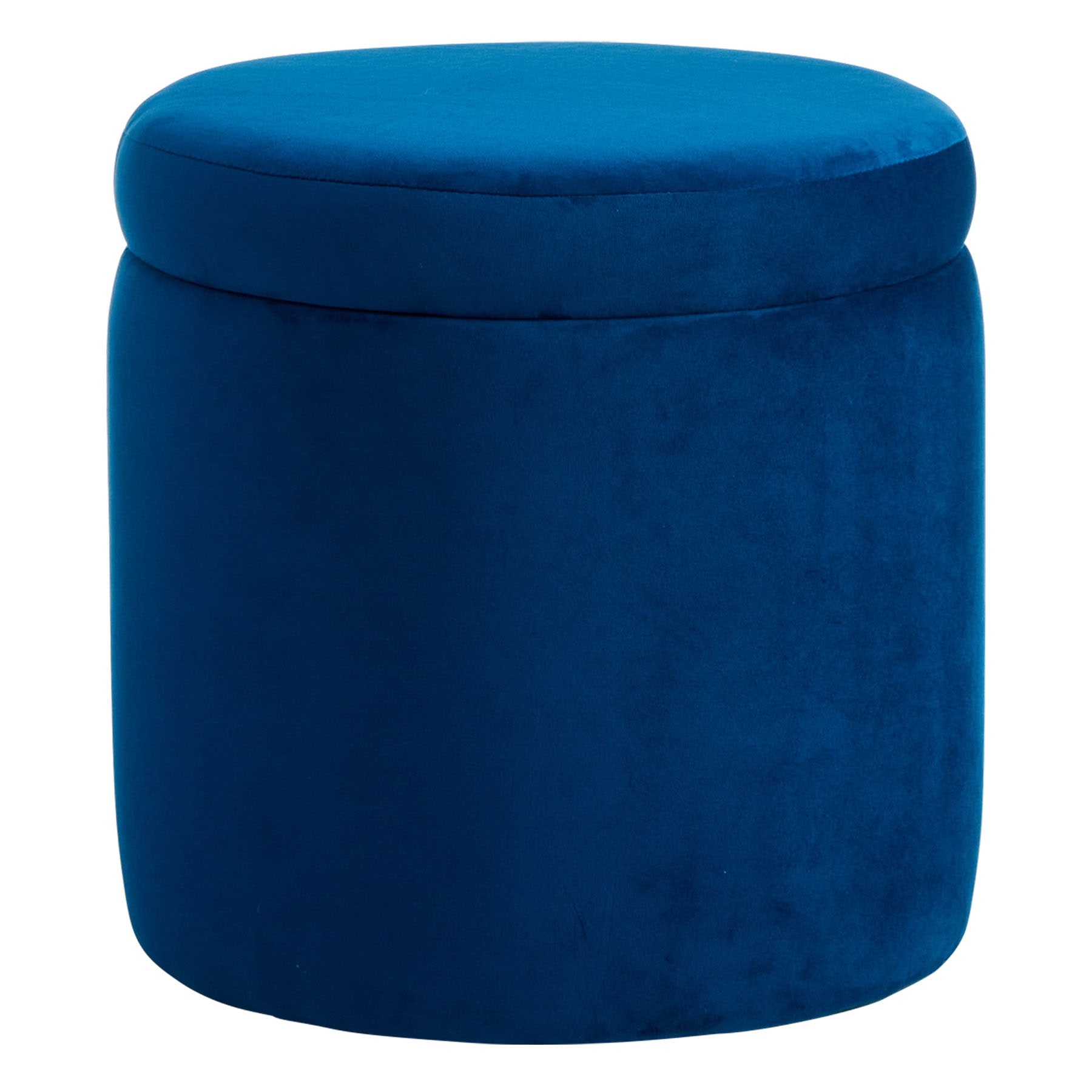Stuart Round Storage Ottoman, Navy Blue