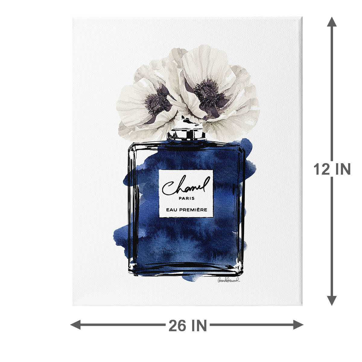 Flower Perfume Bottle Canvas Wall Art, 12x26