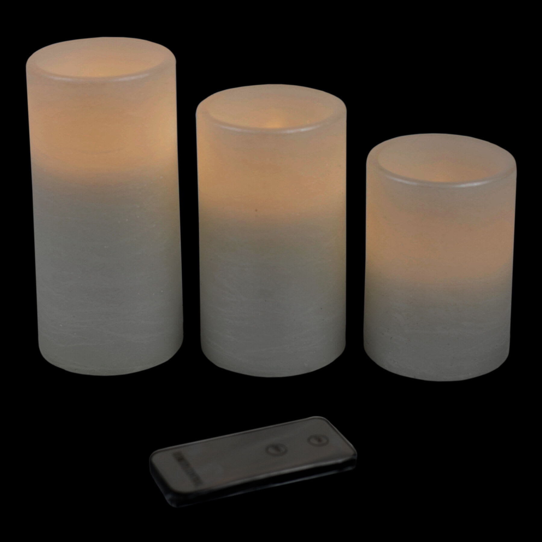 3-Pack Pearl White Unscented Wax LED Pillar Candles, 3x4/3x5/3x6